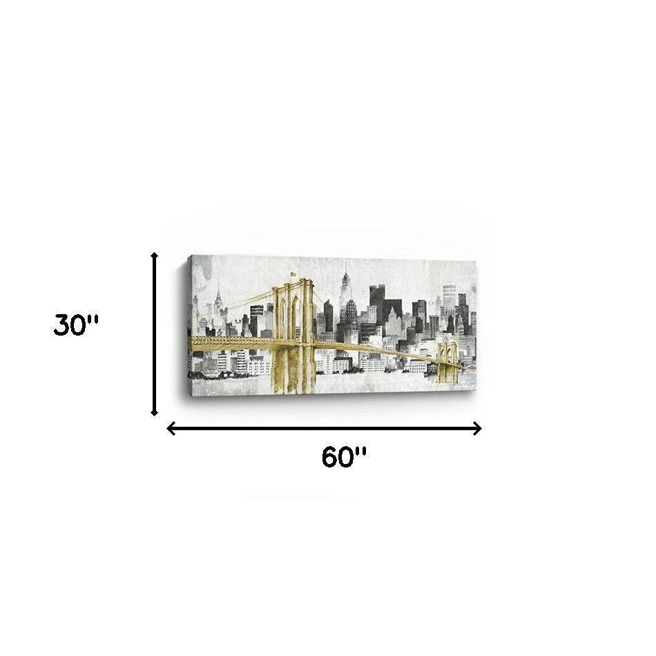 Nyc Golden Bridge Skyline Unframed Print Wall Art - Image 5