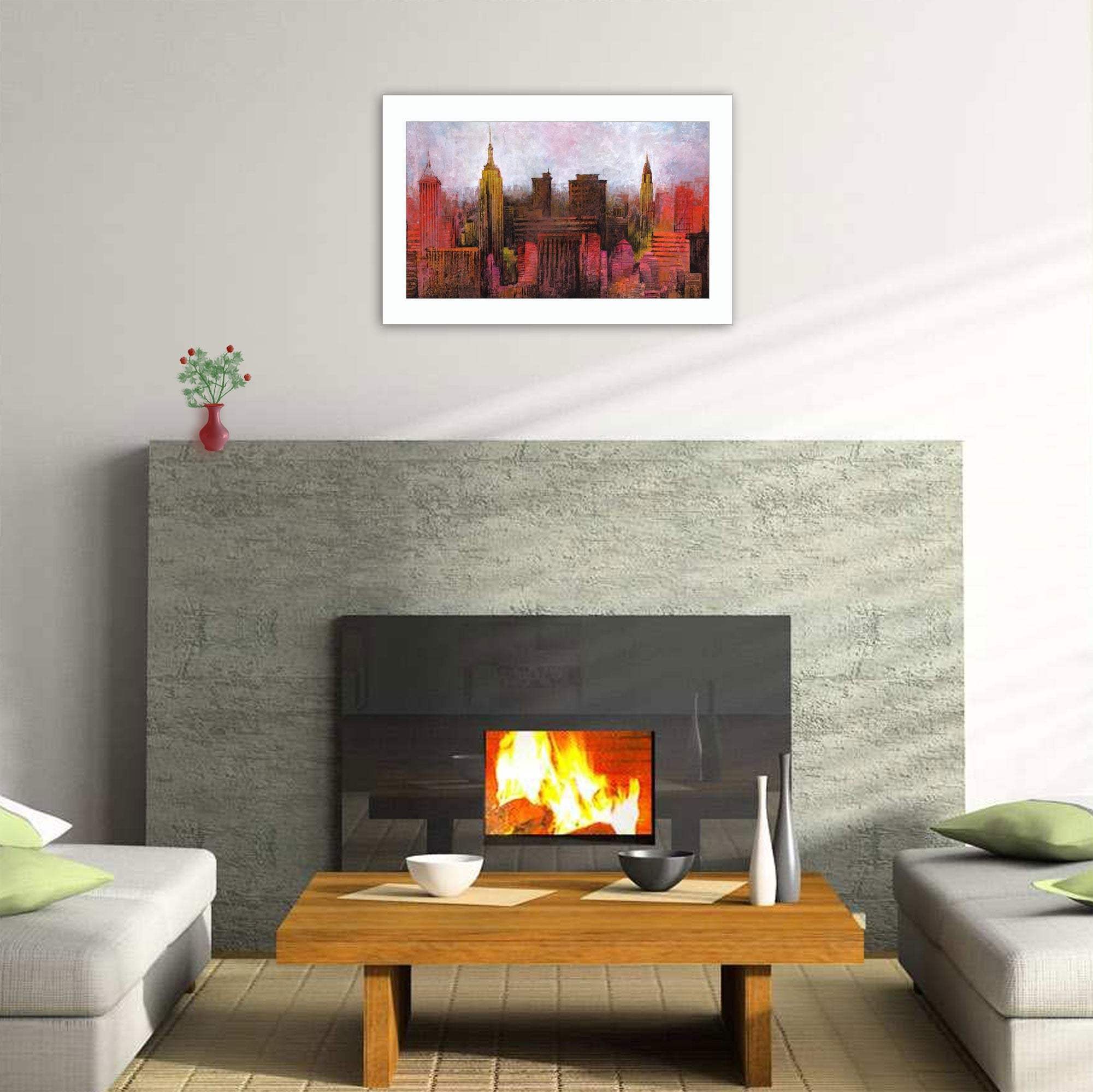 NYC Skyline 1 White Framed Print Wall Art - Image 4