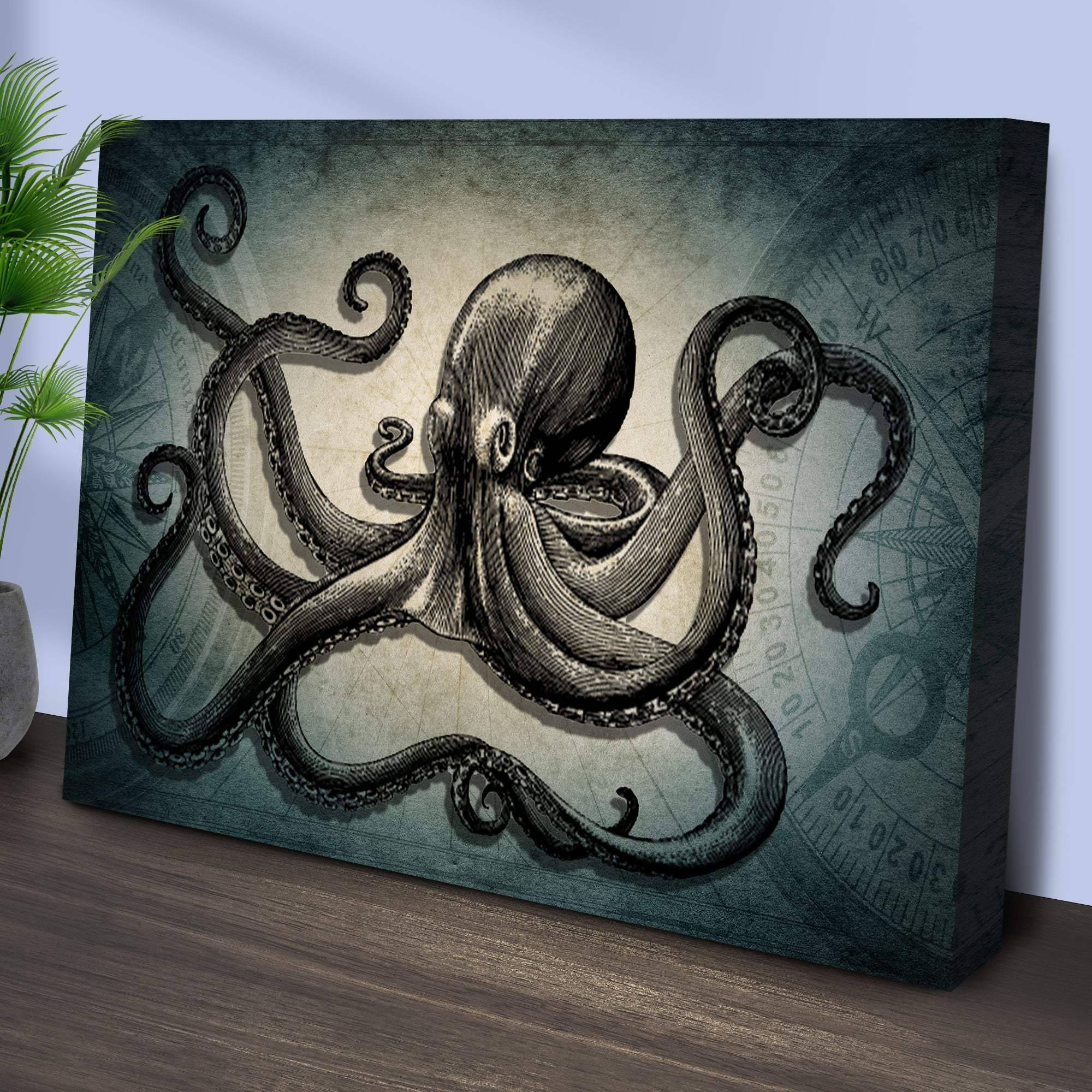 Octopus Coastal Canvas Wall Art - Image 3