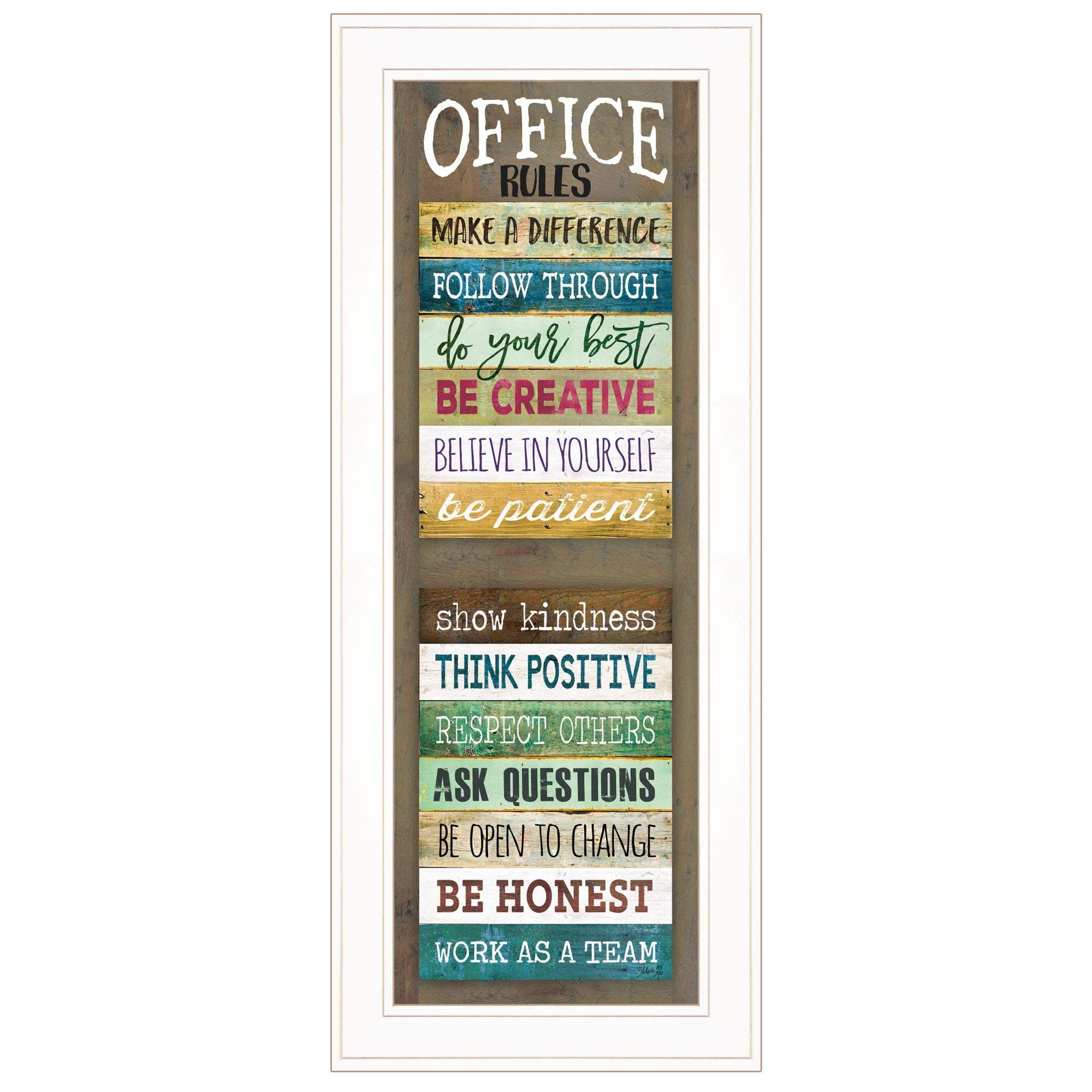 Office Rules 7 White Framed Print Wall Art - Image 2