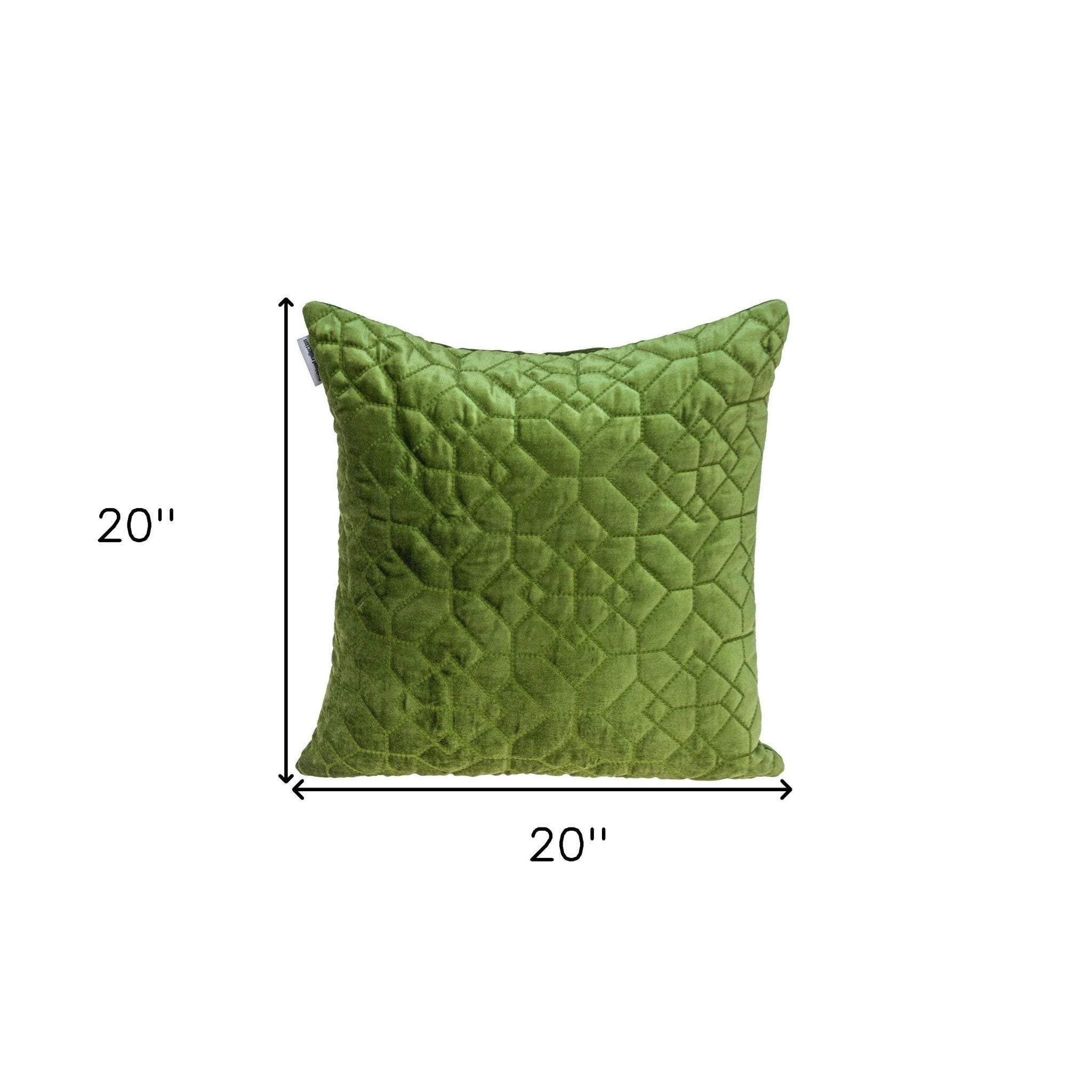 Olive Quilted Velvet Geo Decorative Throw Pillow - Image 3