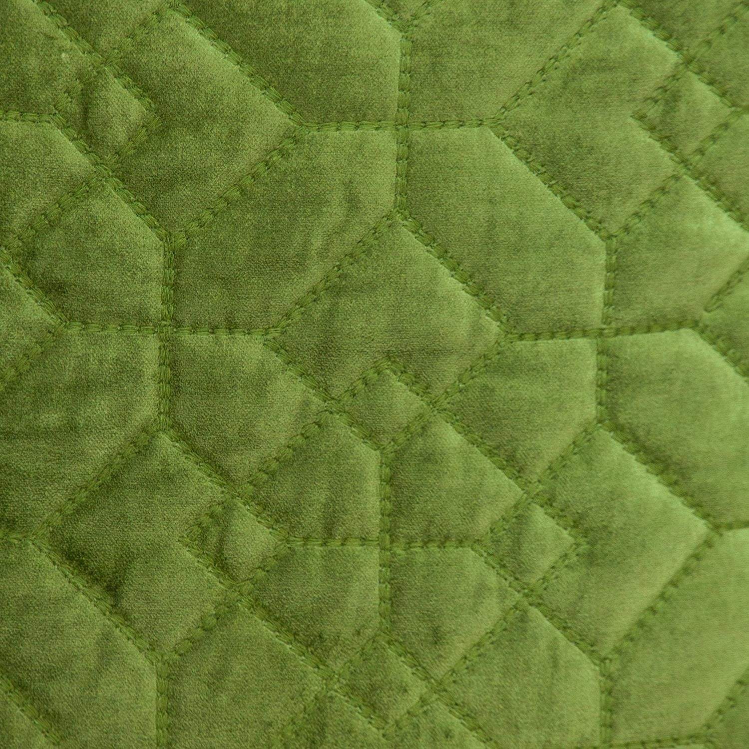 Olive Quilted Velvet Geo Decorative Throw Pillow - Image 9