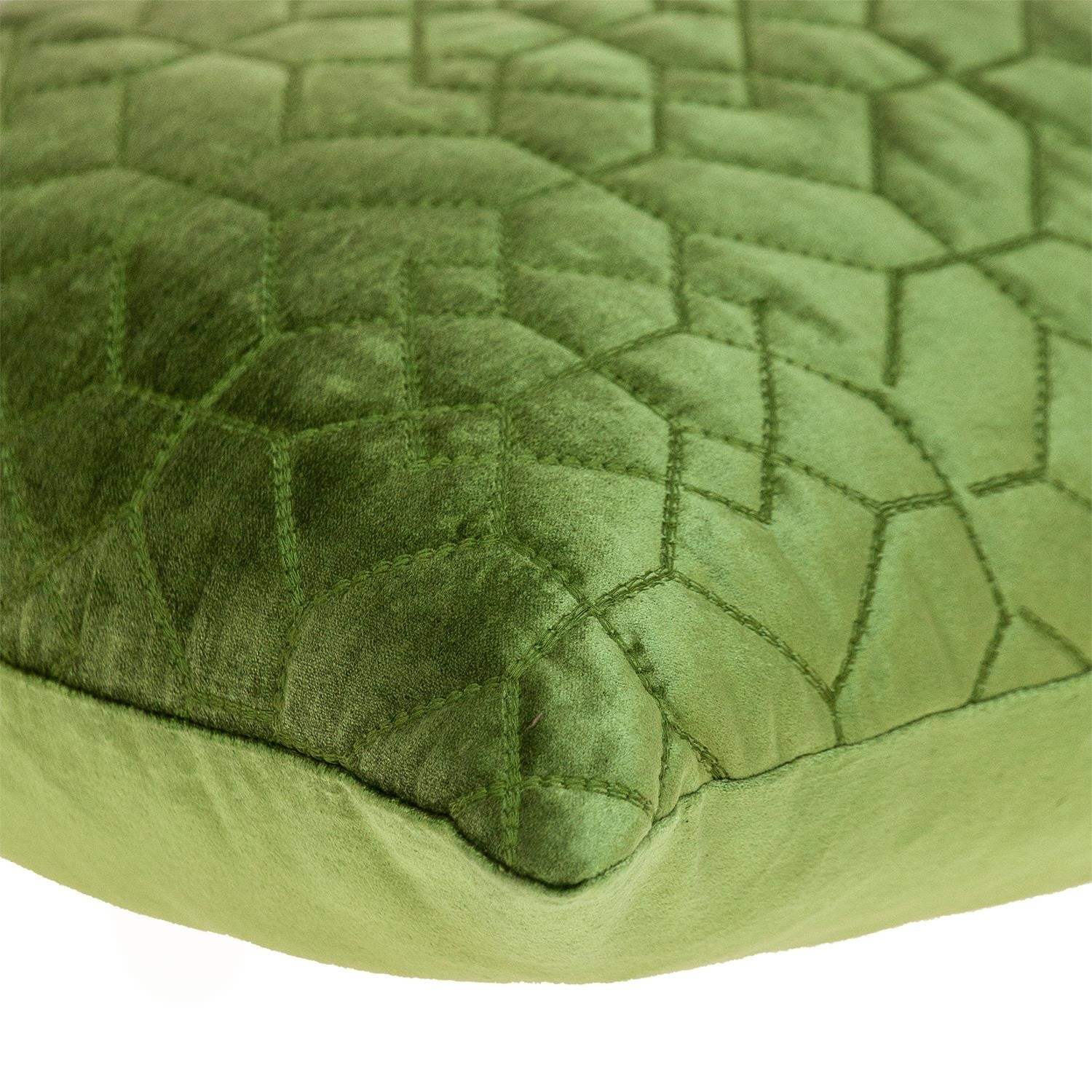 Olive Quilted Velvet Geo Lumbar Decorative Pillow - Image 5