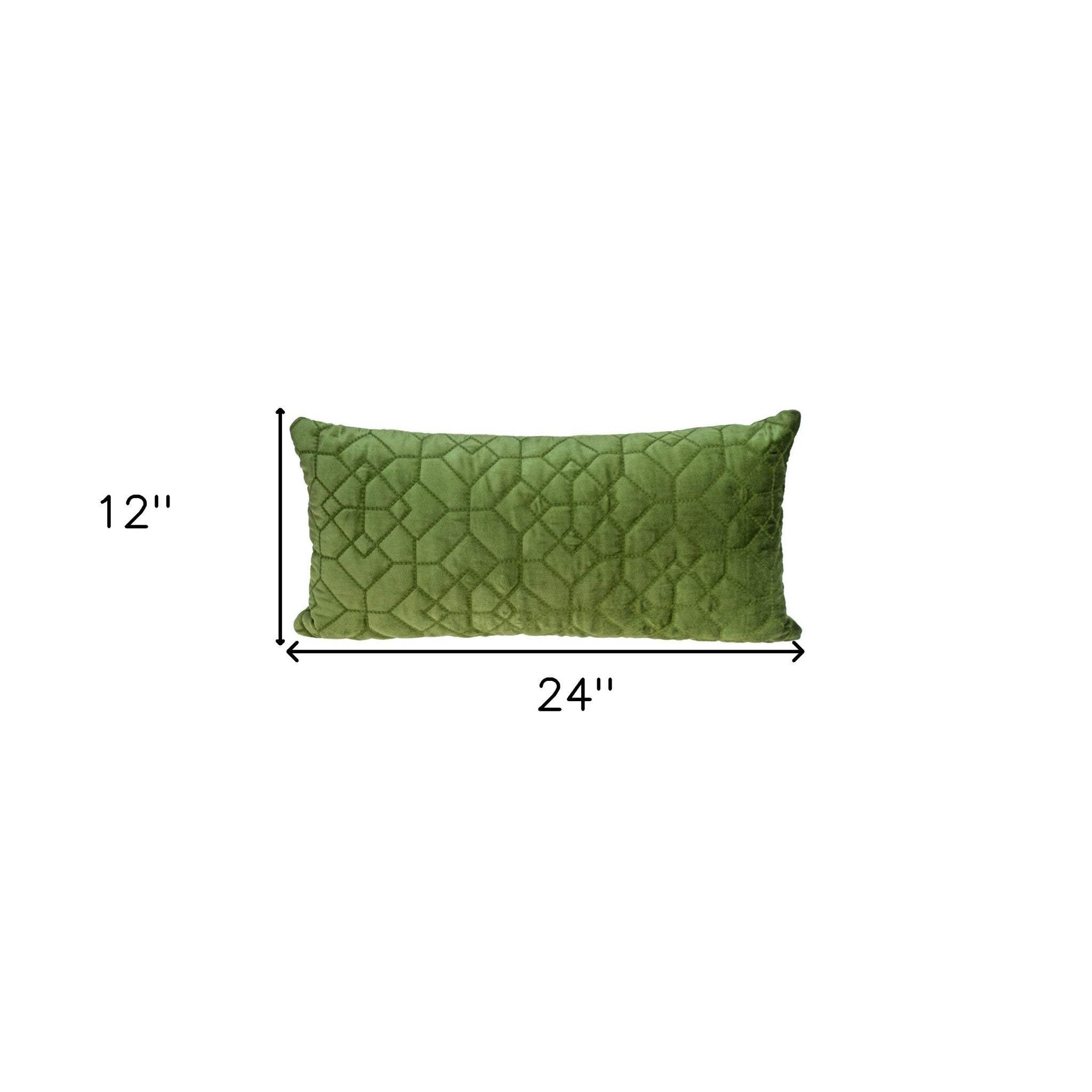 Olive Quilted Velvet Geo Lumbar Decorative Pillow - Image 8