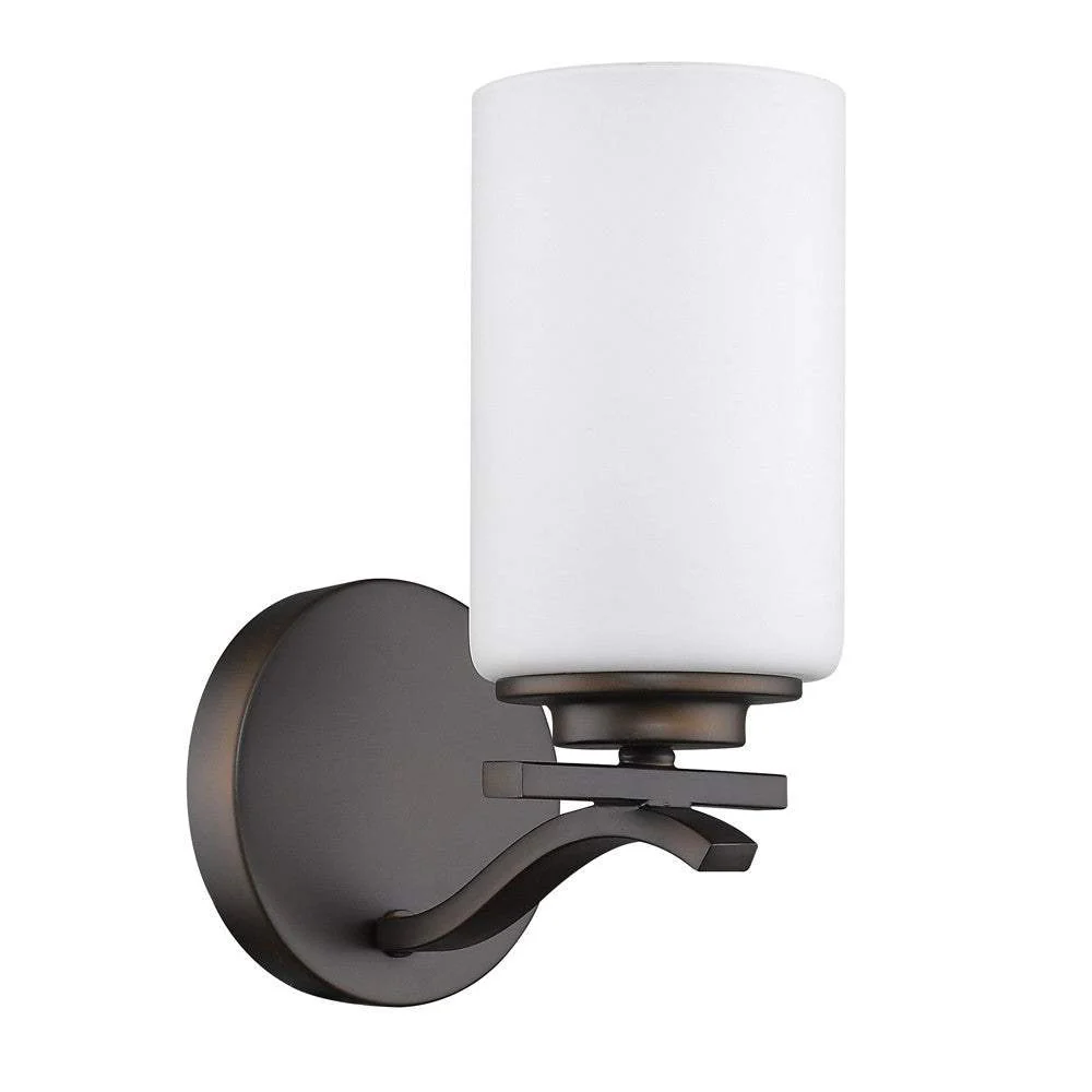 One Light Bronze and Glass Wall Sconce - Image 2