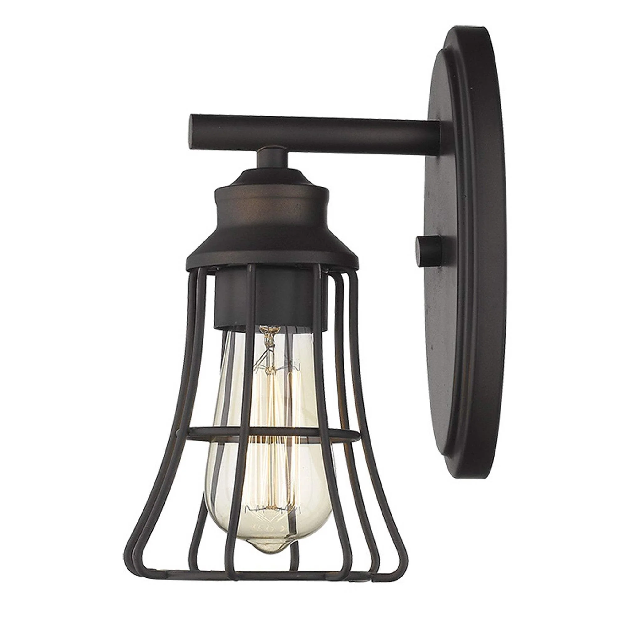 One Light Bronze Cage Wall Light - Image 4