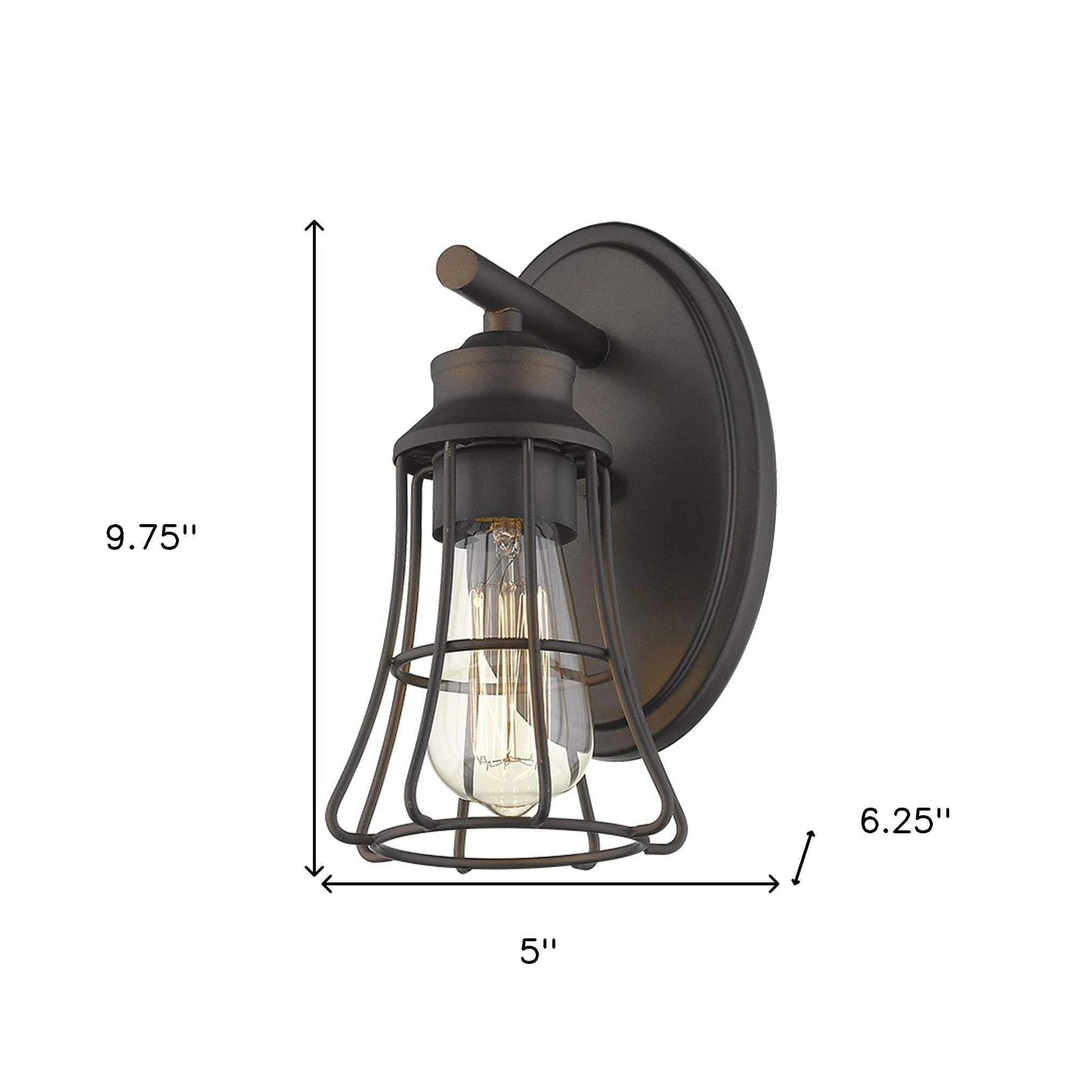 One Light Bronze Cage Wall Light - Image 5