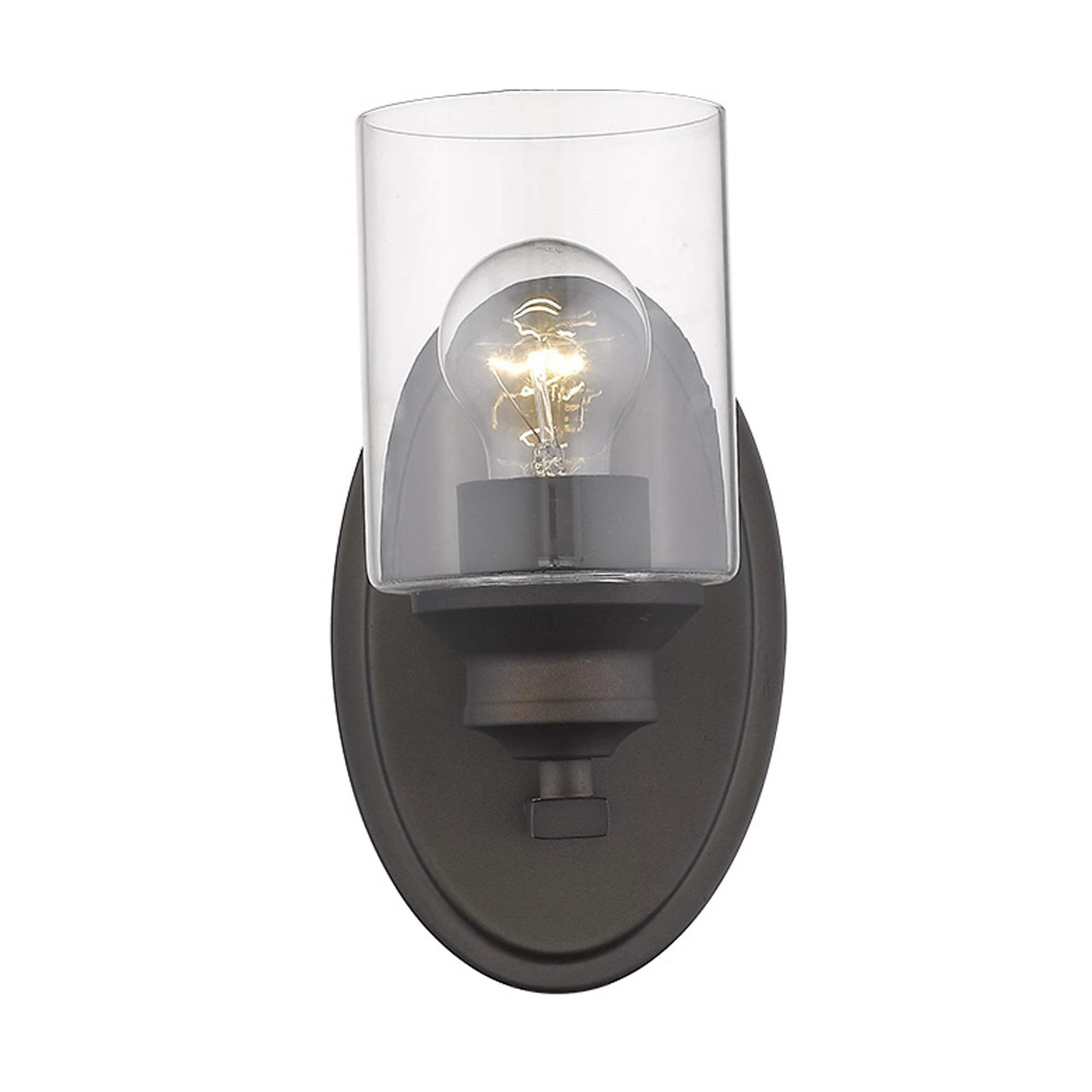 One Light Bronze Wall Light with Clear Glass Shade - Image 3
