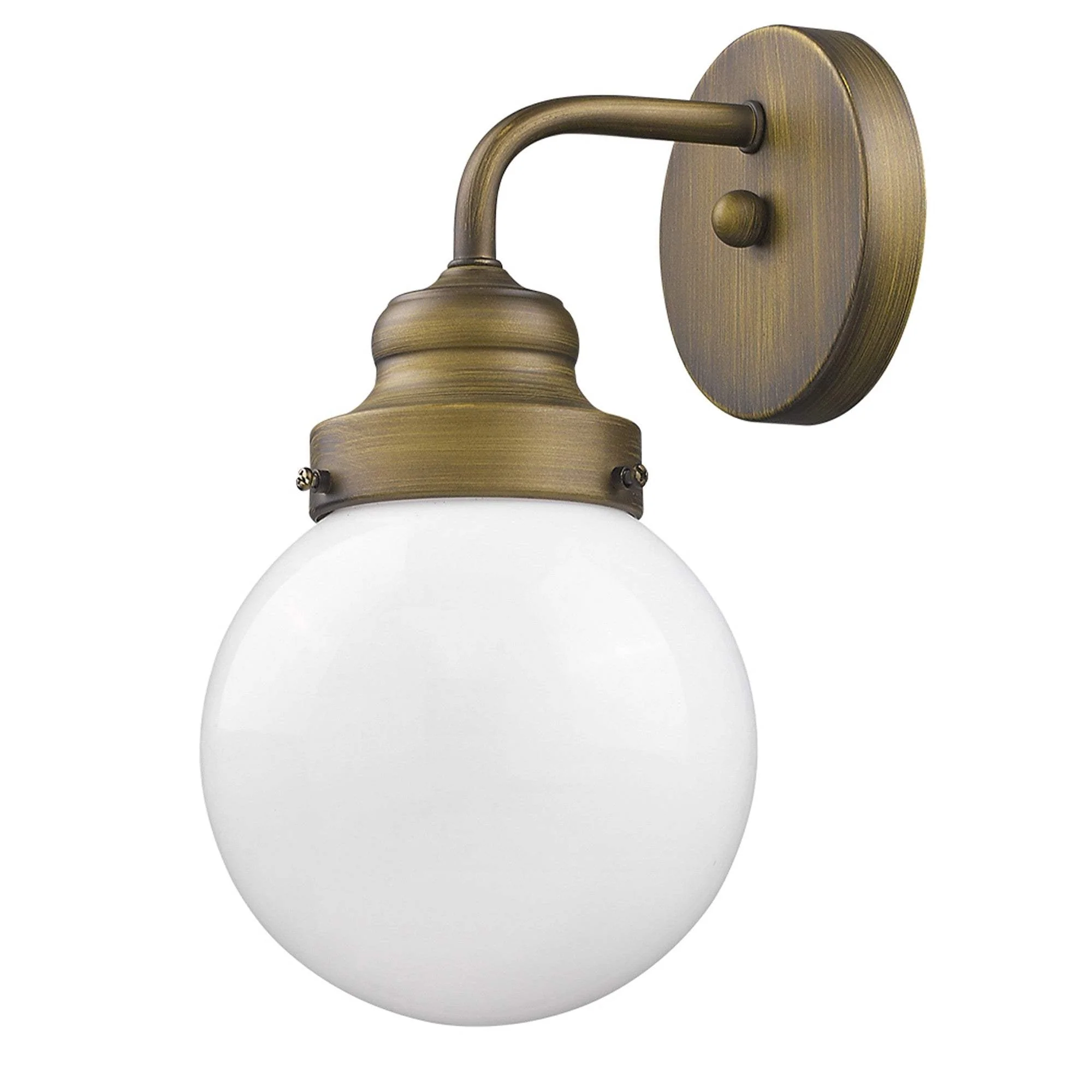 One Light Gold Wall Sconce with Round Glass Shade - Image 2