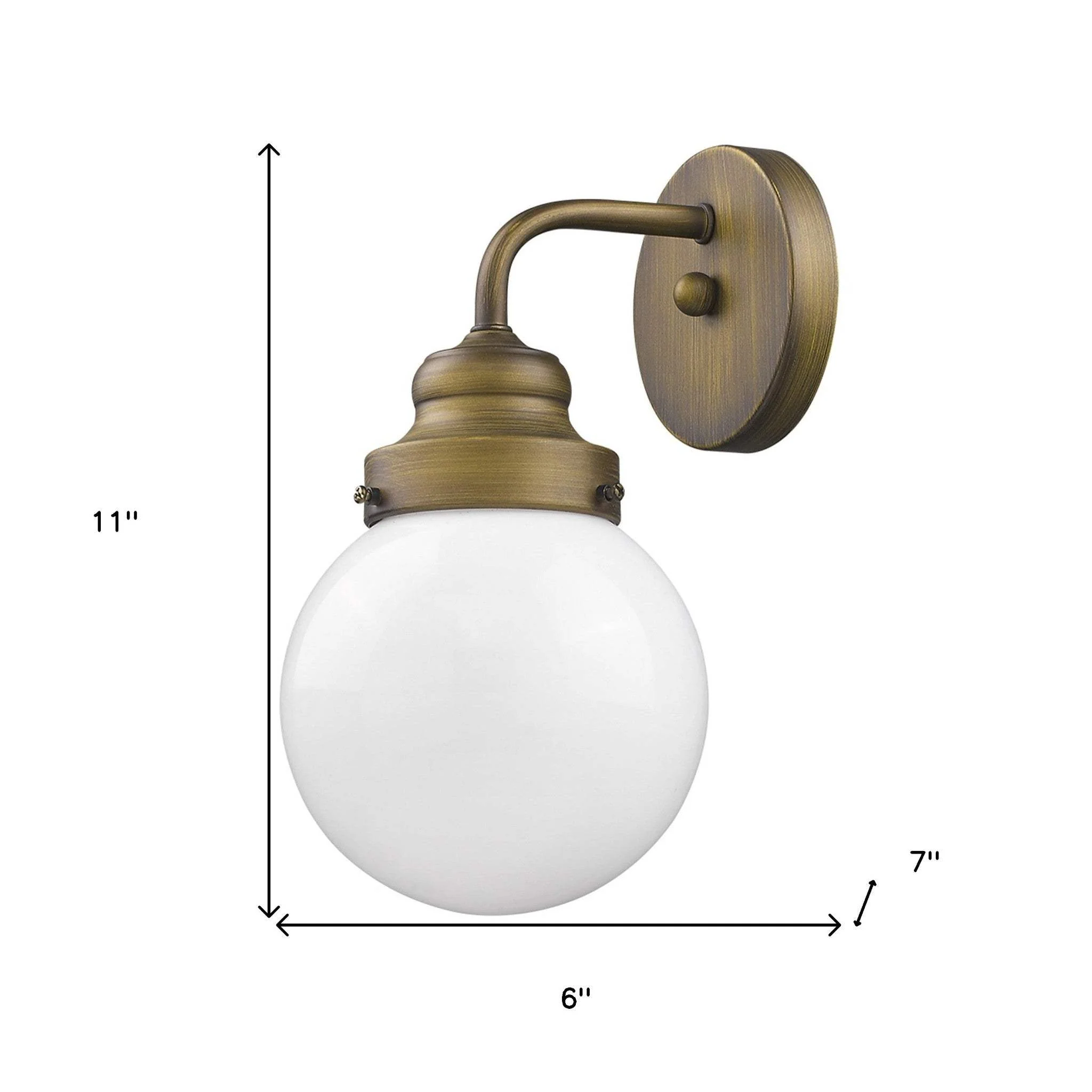 One Light Gold Wall Sconce with Round Glass Shade - Image 4