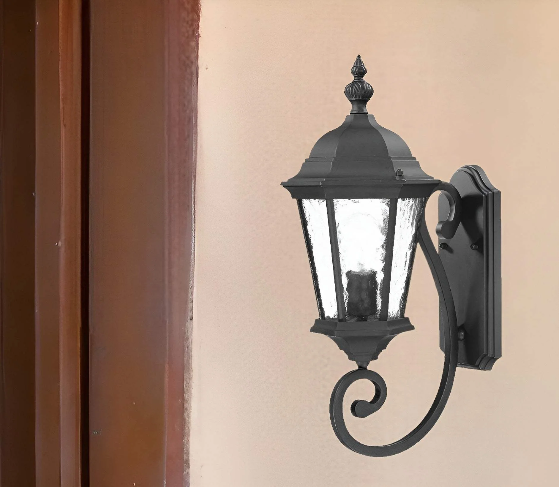 One Light Matte Black Carousel Lantern Wall Light - Image 2