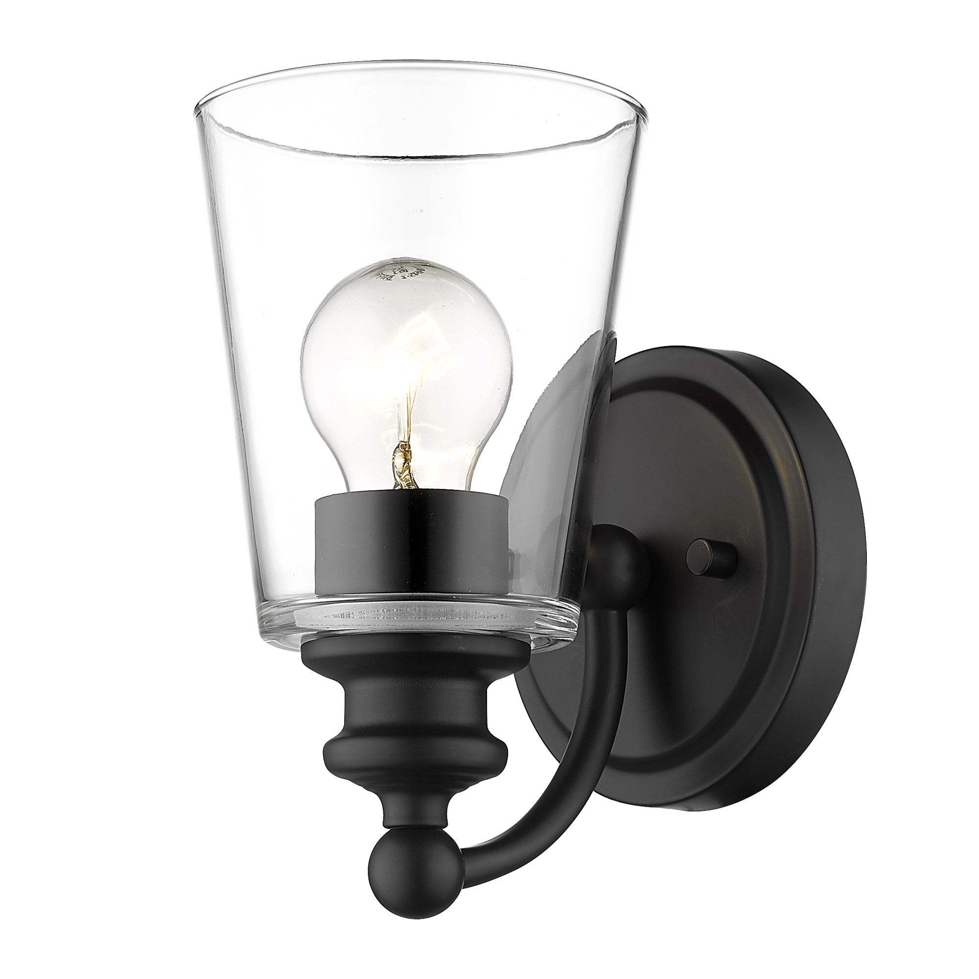 One Light Matte Black Glass Shade Wall Sconce - Image 2
