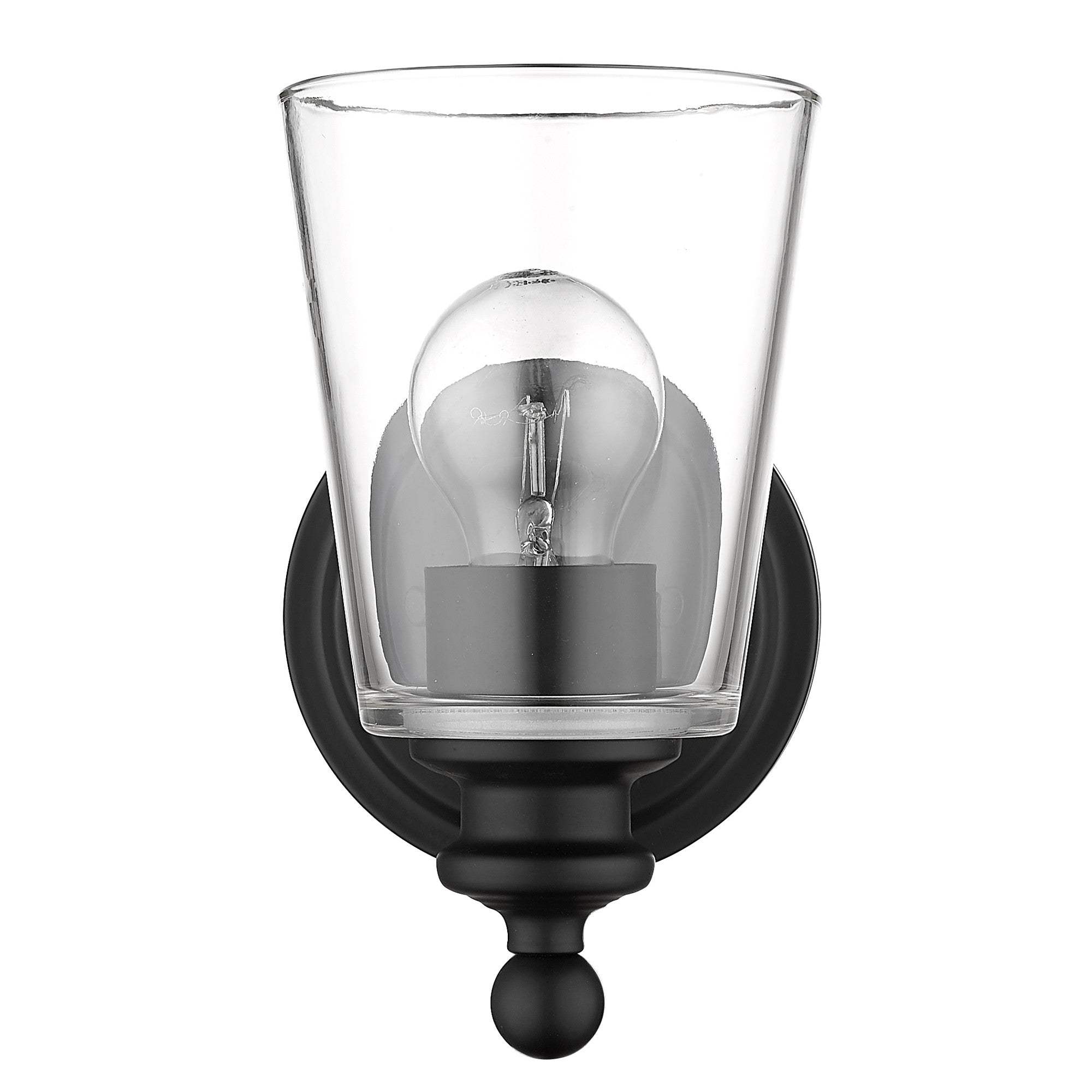 One Light Matte Black Glass Shade Wall Sconce - Image 3