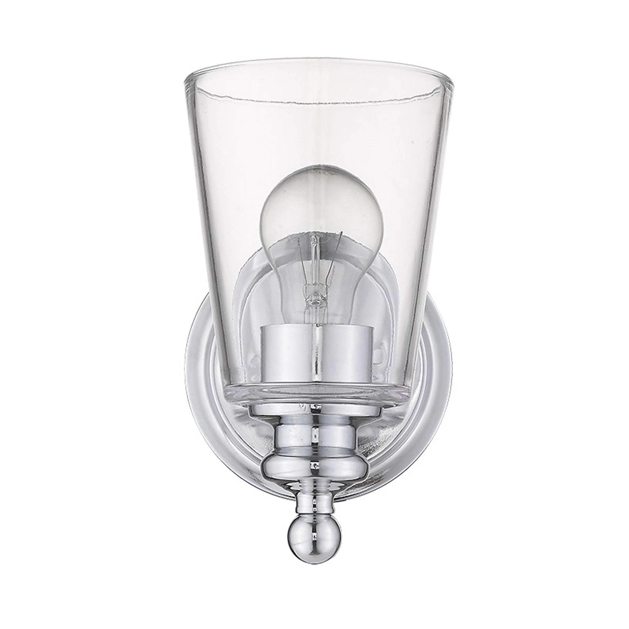 One Light Silver Glass Shade Wall Sconce - Image 2