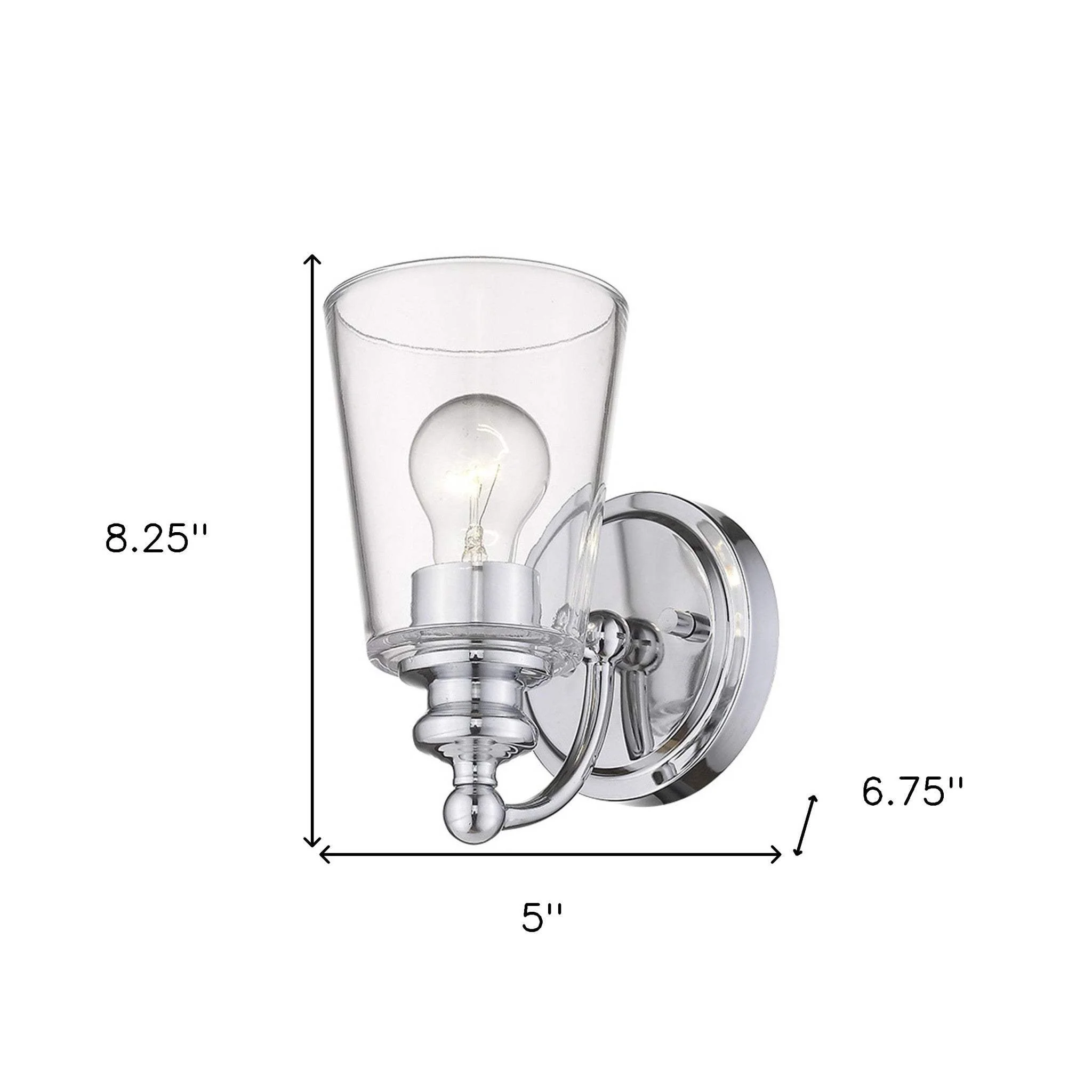 One Light Silver Glass Shade Wall Sconce - Image 5