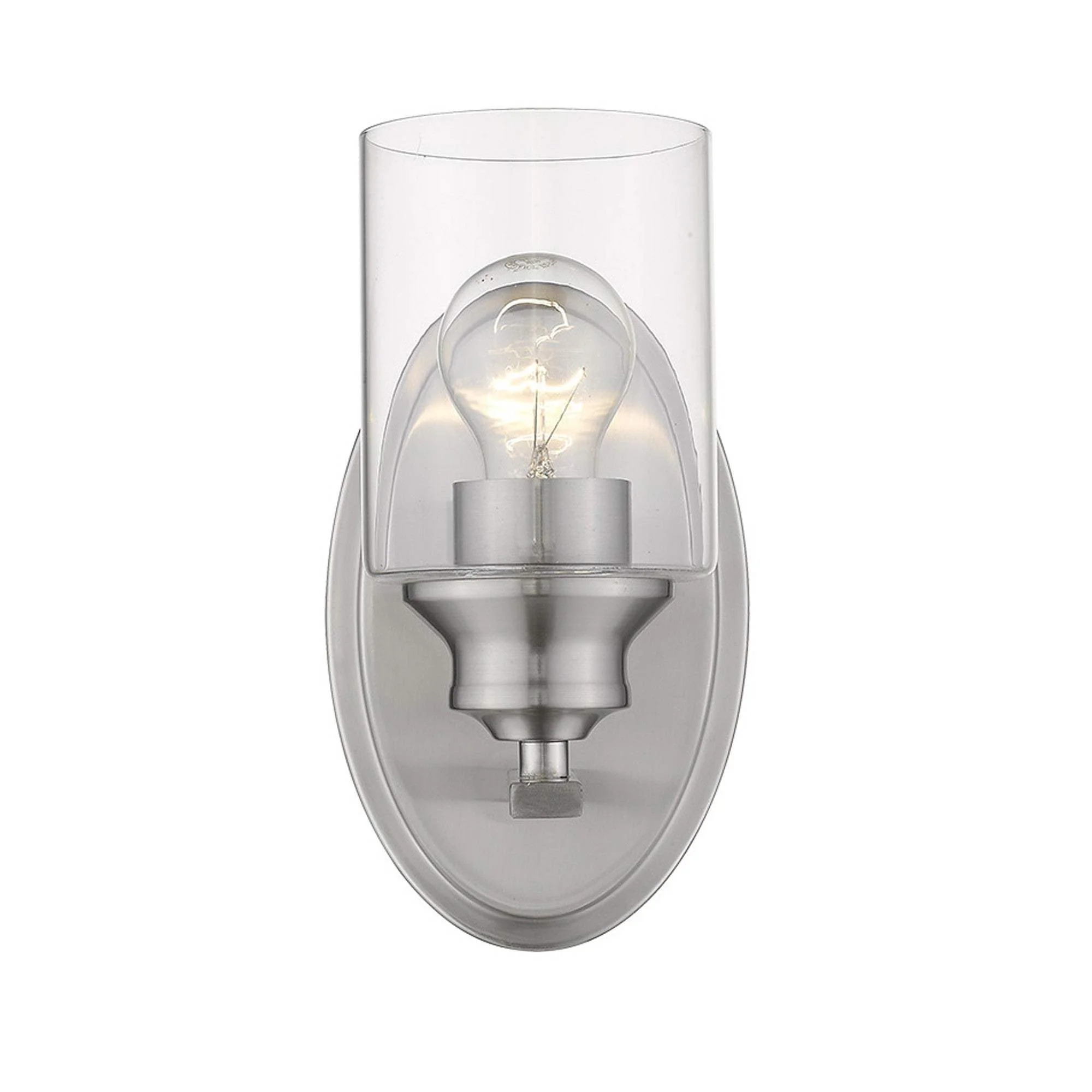 One Light Silver Wall Light with Clear Glass Shade - Image 3