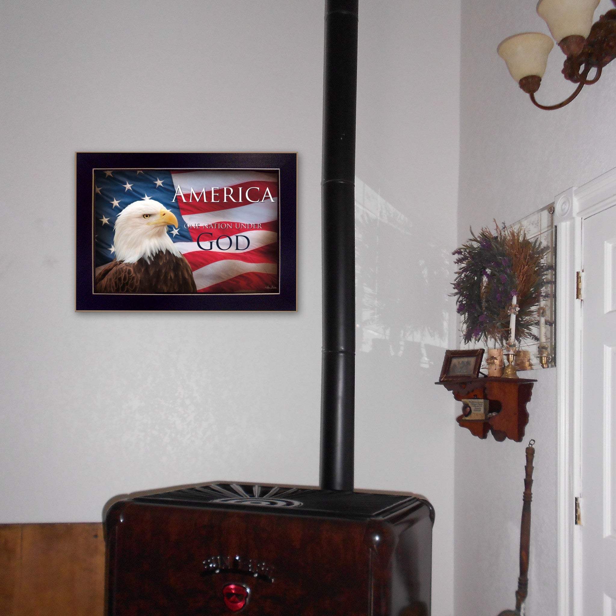One Nation Under God Flag Black Framed Print Wall Art - Image 5