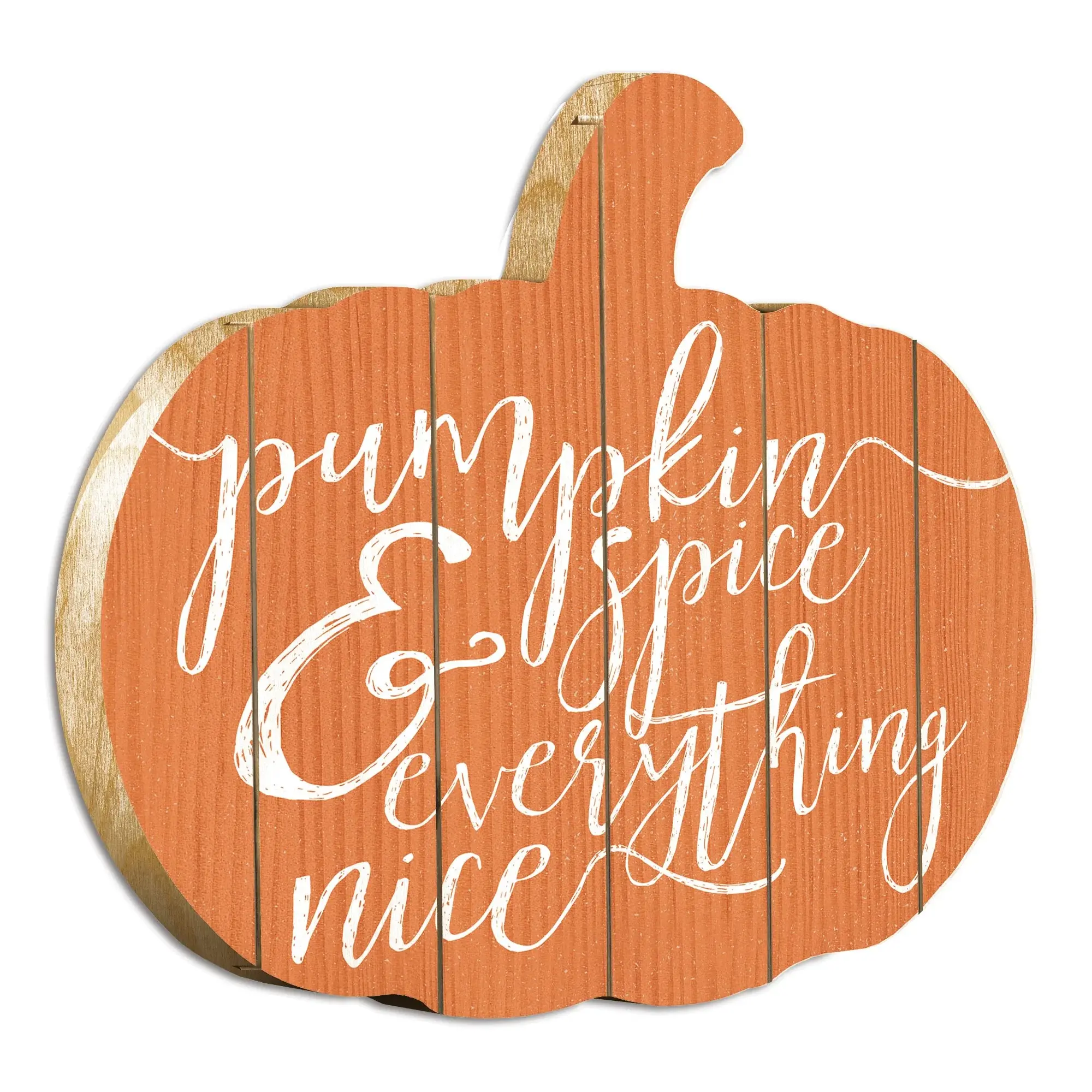 Orange and White Pumpkin Spice and Everything Nice Pumpkin Shaped Wall Art - Image 2