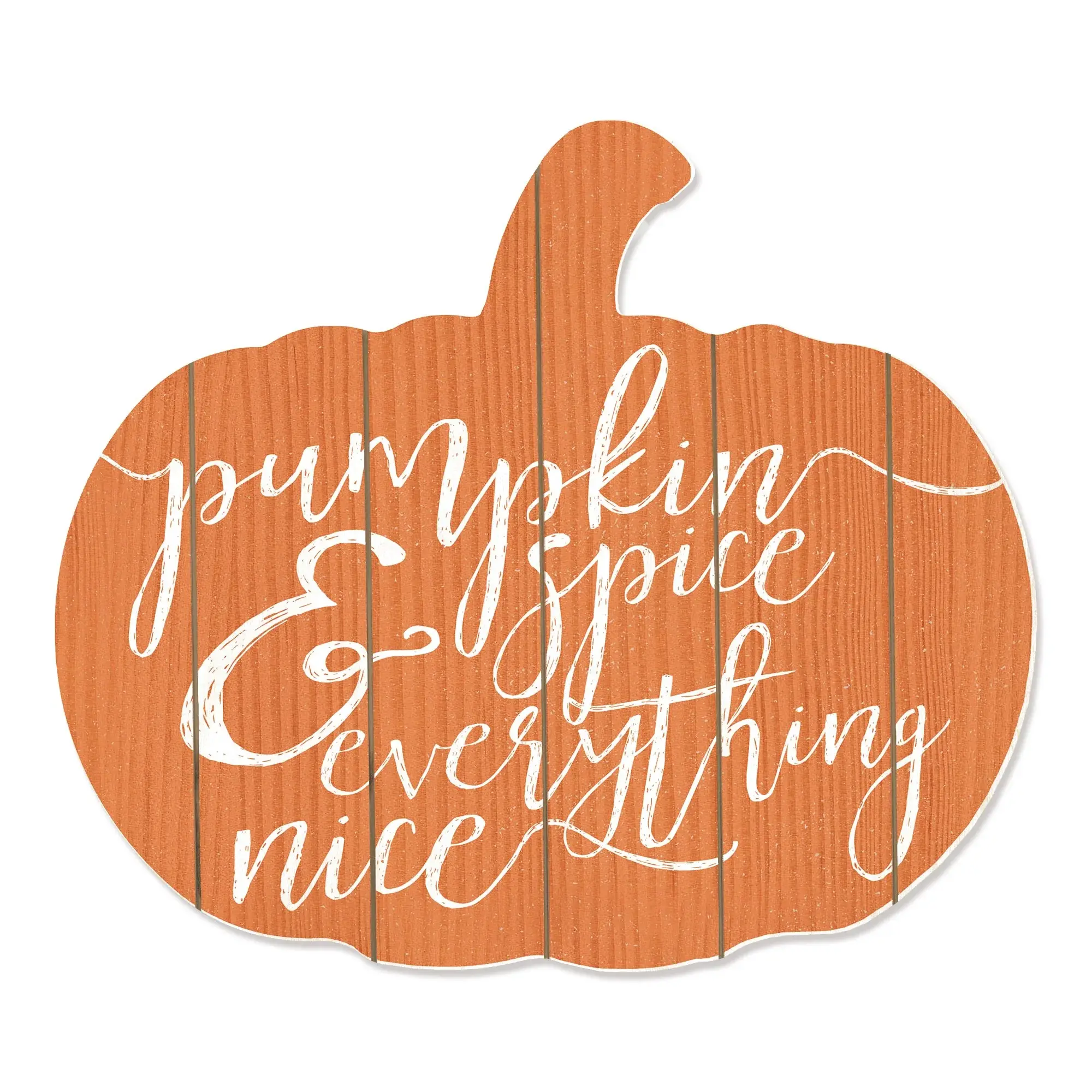 Orange and White Pumpkin Spice and Everything Nice Pumpkin Shaped Wall Art - Image 3