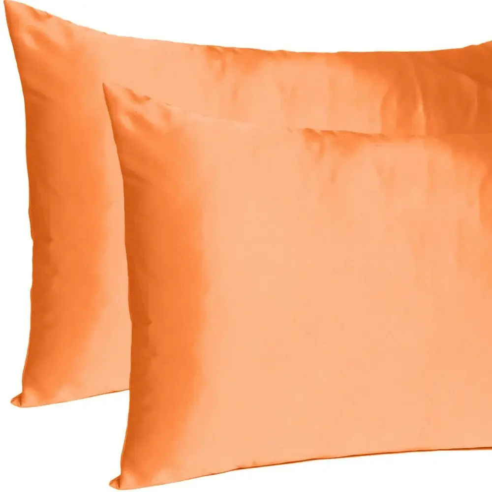 Orange Dreamy Set Of 2 Silky Satin Standard Pillowcases - Image 7