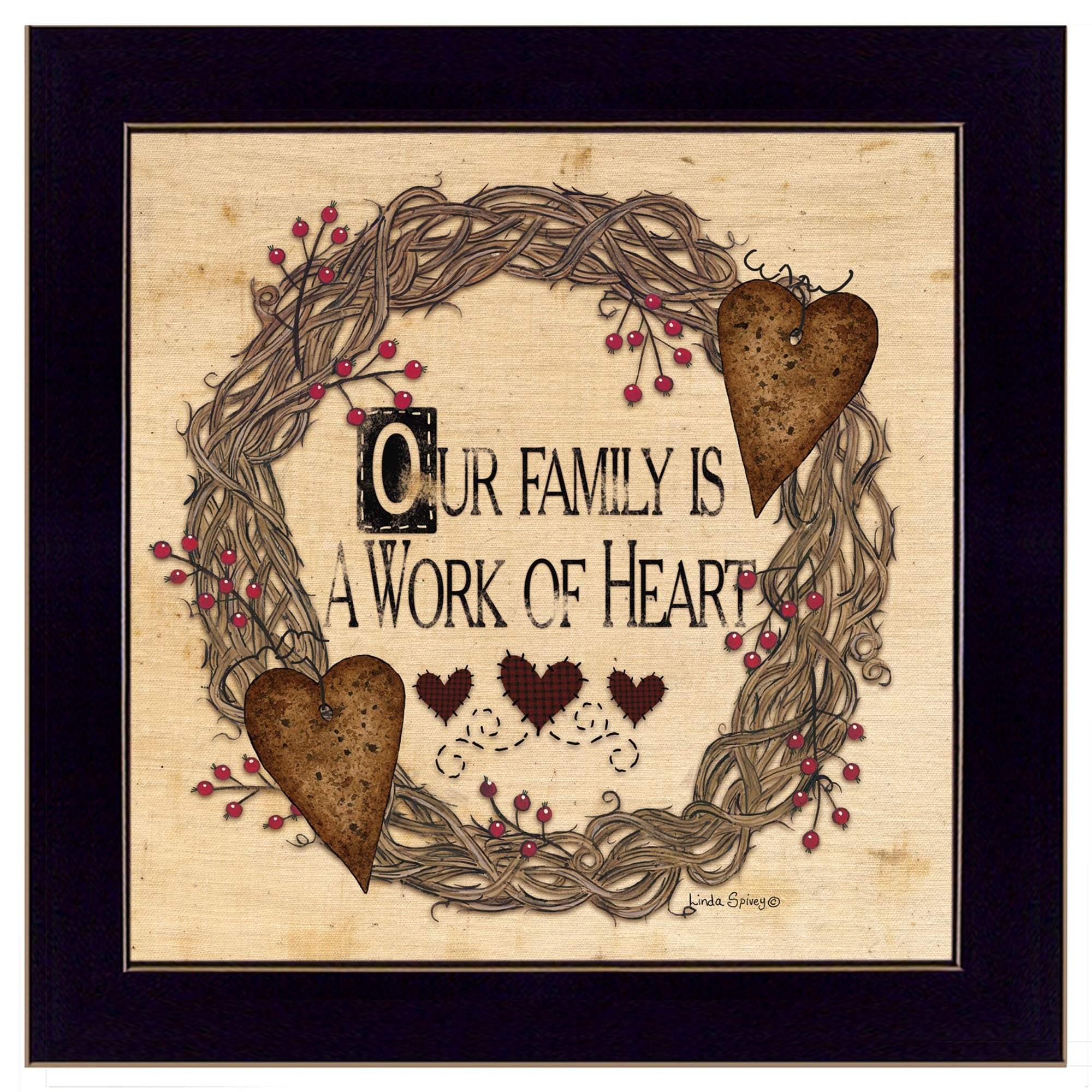 Our Family is a work of the Heart Linda Spivey Ready to Hang Framed Print Black Frame Black Framed Print Wall Art - Image 2