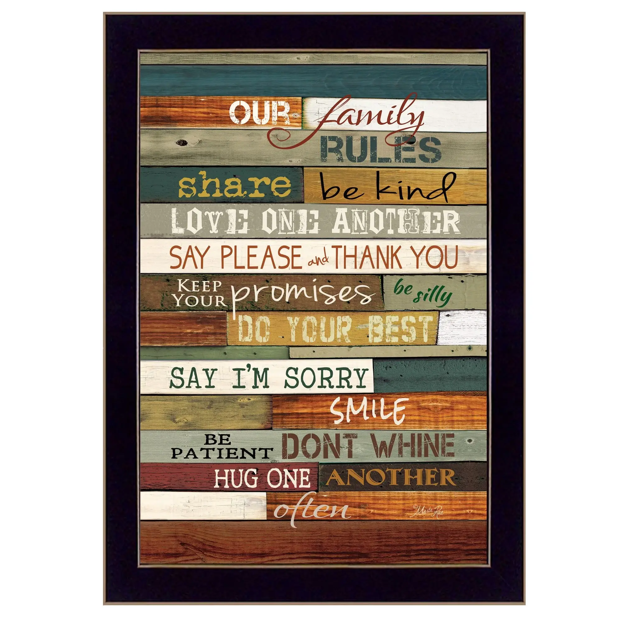 Our Family Rules 1 Black Framed Print Wall Art - Image 2