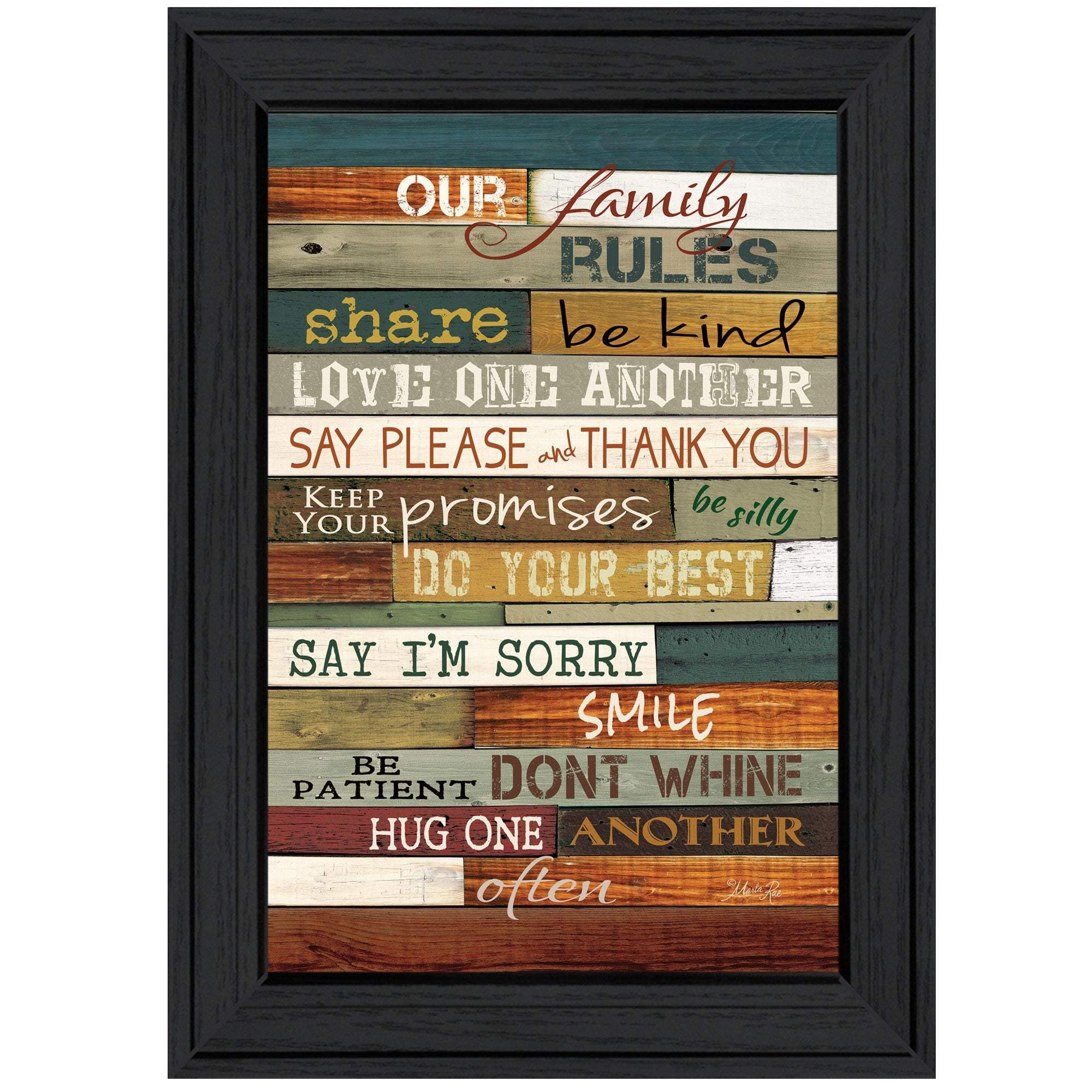 Our Family Rules 3 Black Framed Print Wall Art - Image 2