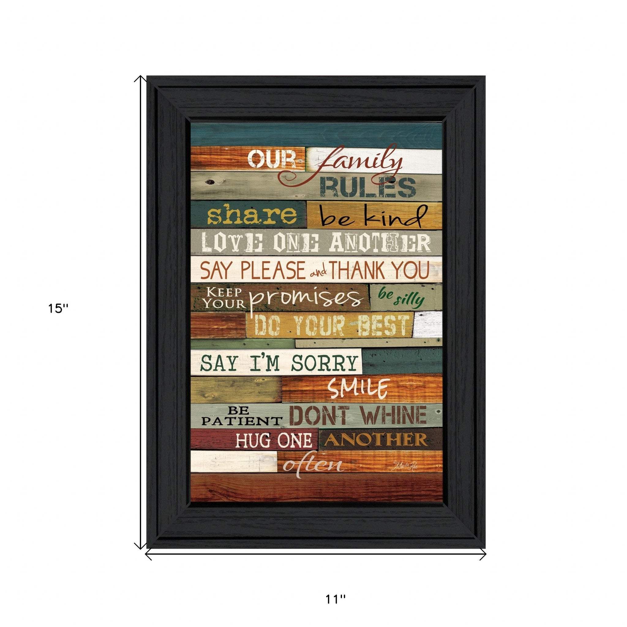 Our Family Rules 3 Black Framed Print Wall Art - Image 5