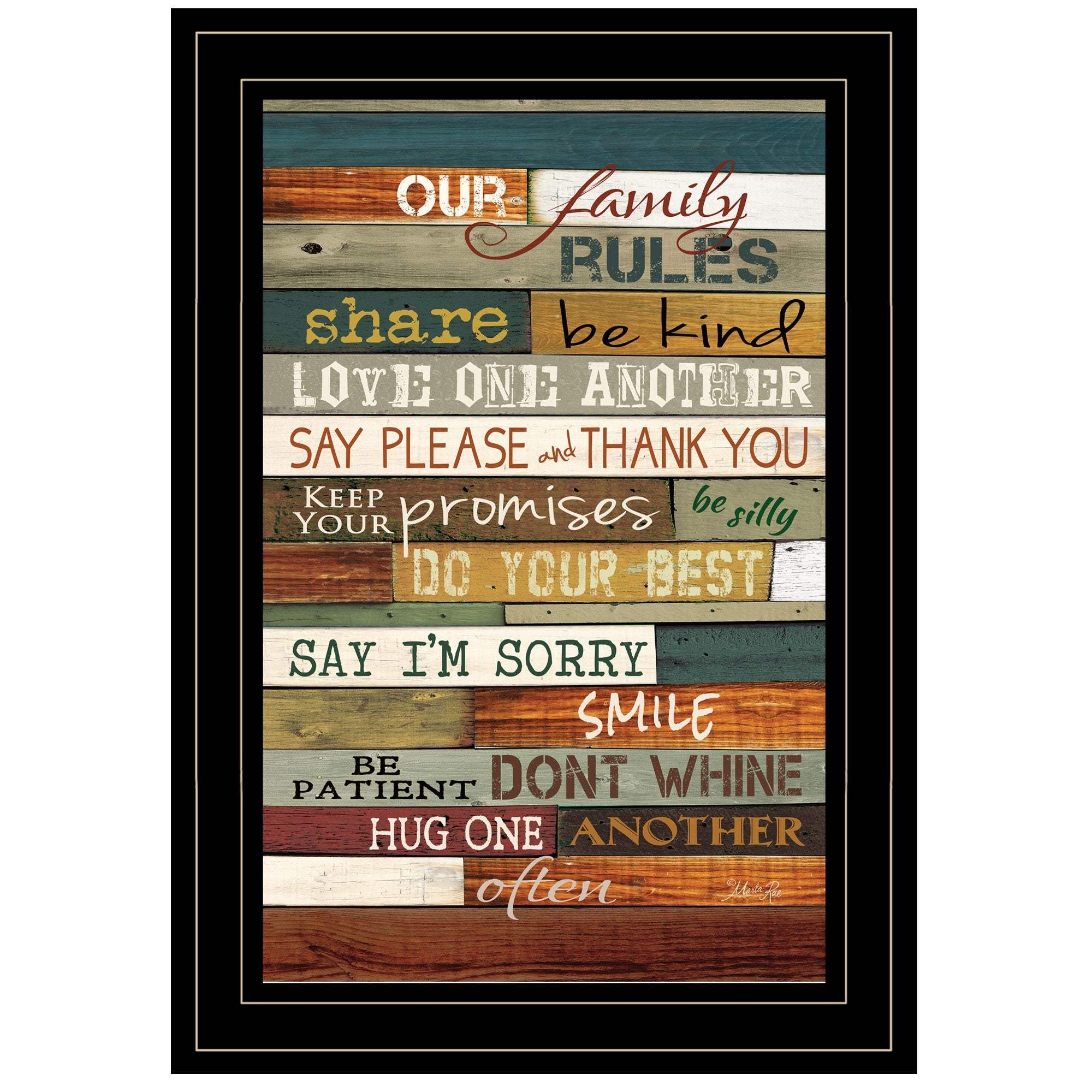 Our Family Rules 4 Black Framed Print Wall Art - Image 2