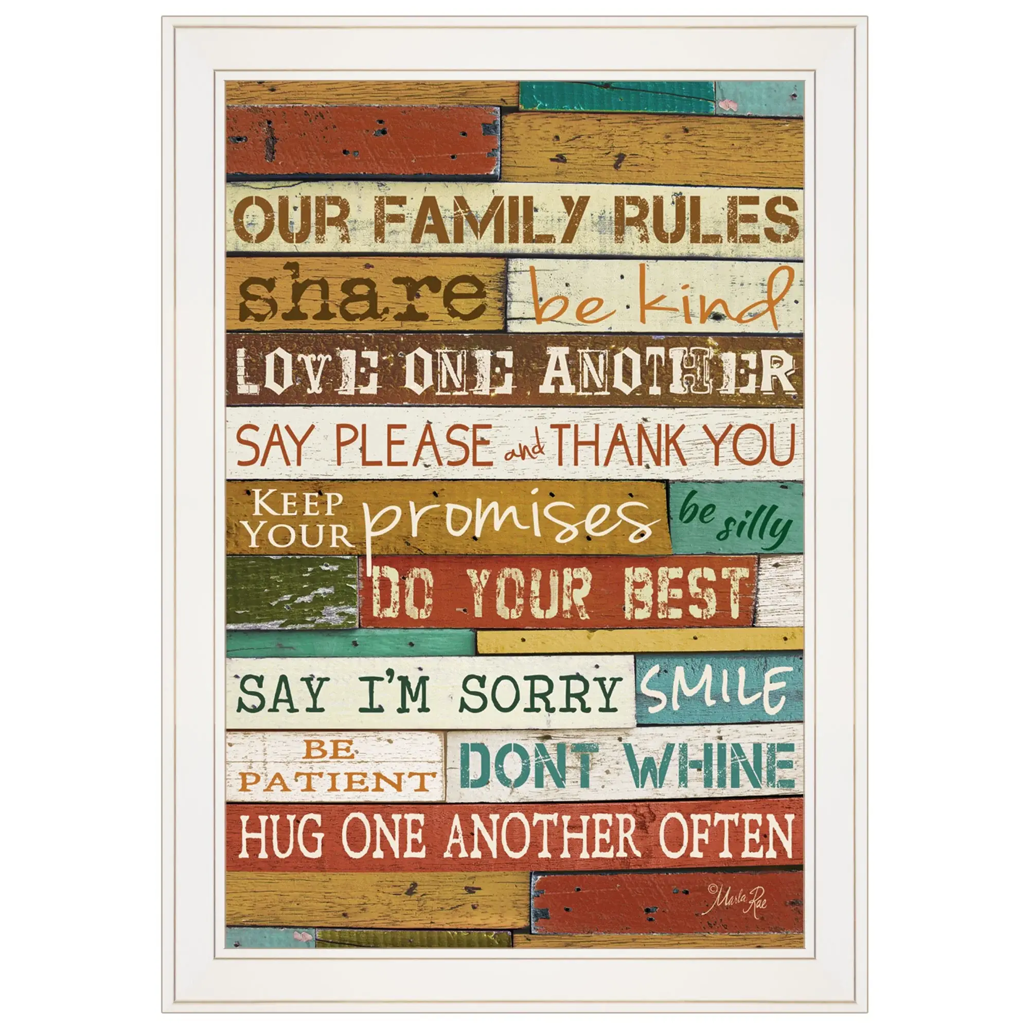 Our Family Rules 6 White Framed Print Wall Art - Image 2