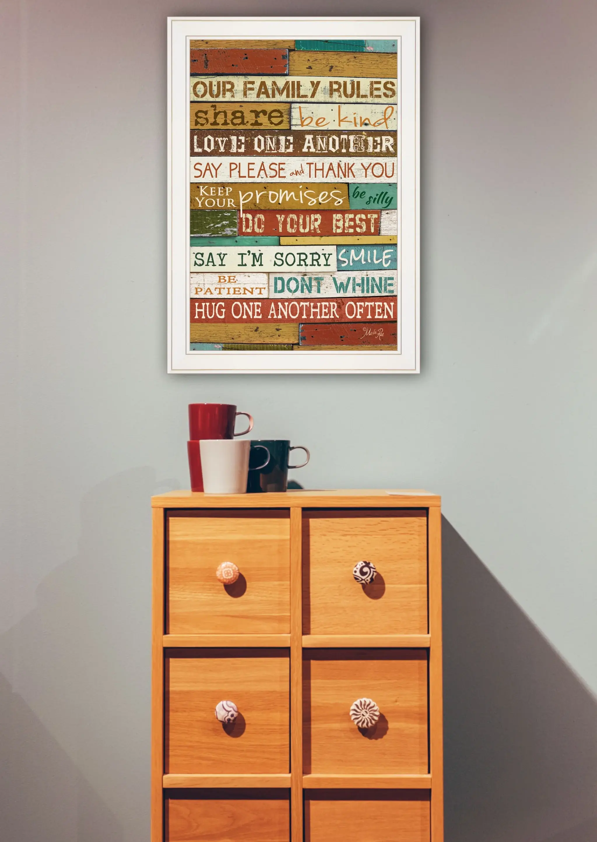 Our Family Rules 6 White Framed Print Wall Art - Image 5
