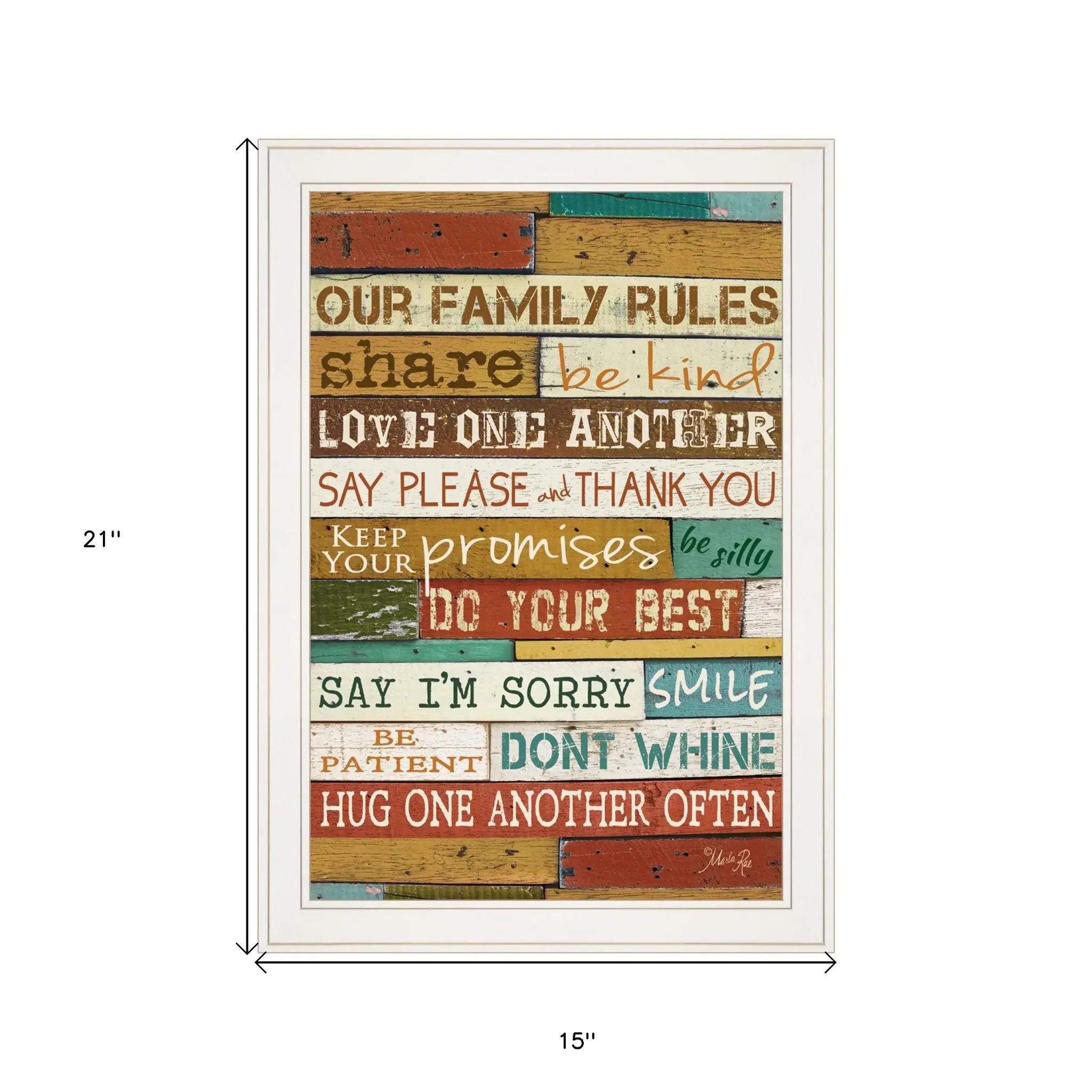 Our Family Rules 6 White Framed Print Wall Art - Image 6
