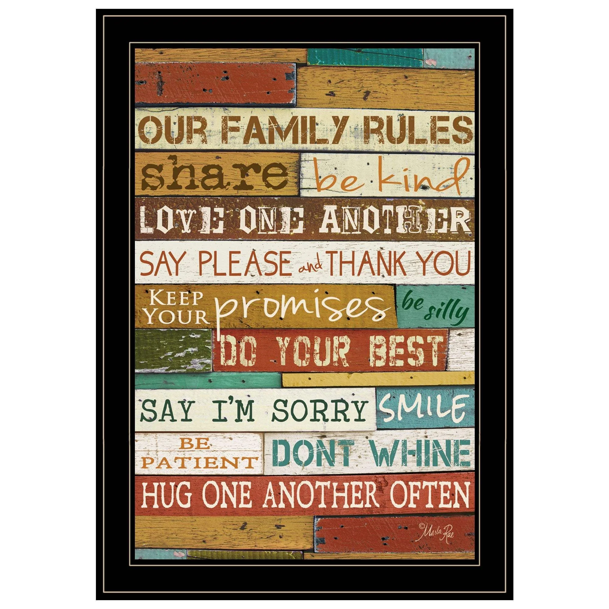 Our Family Rules 7 Black Framed Print Wall Art - Image 2