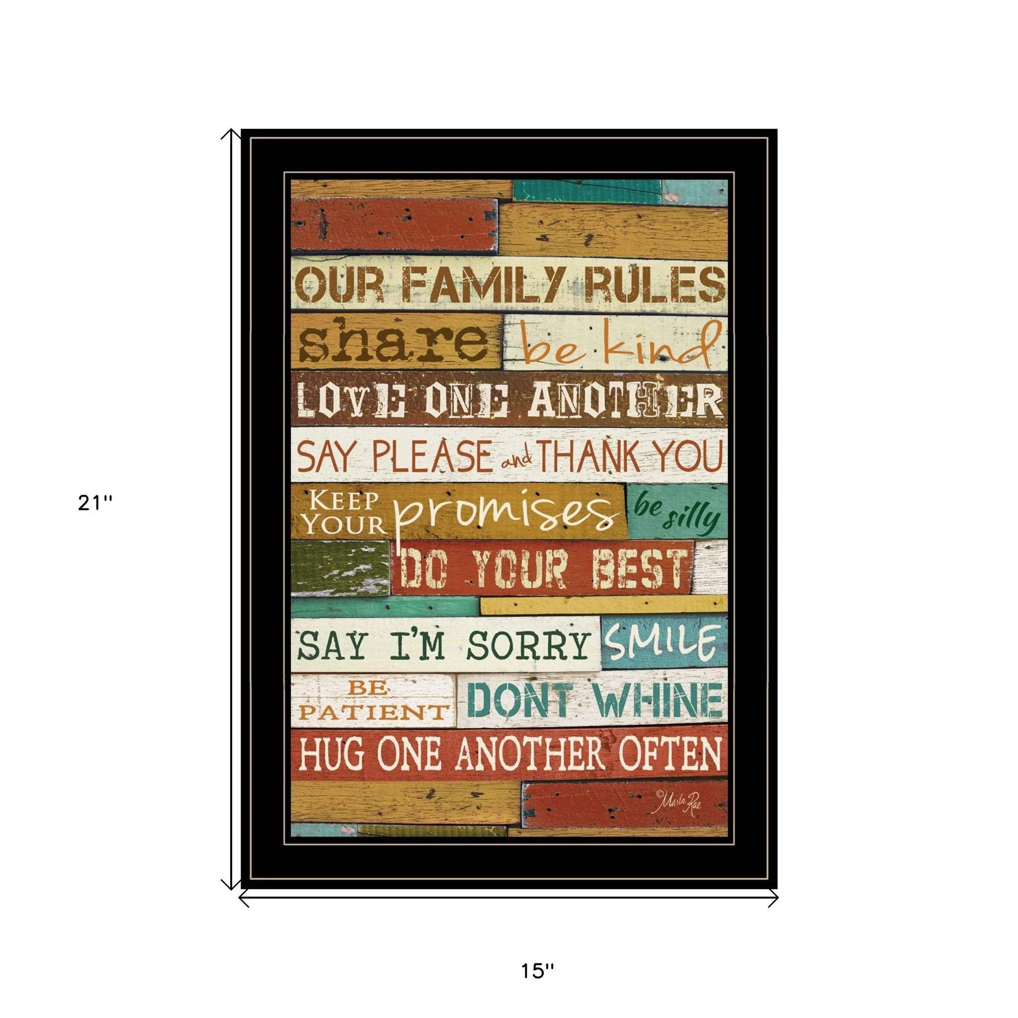 Our Family Rules 7 Black Framed Print Wall Art - Image 4