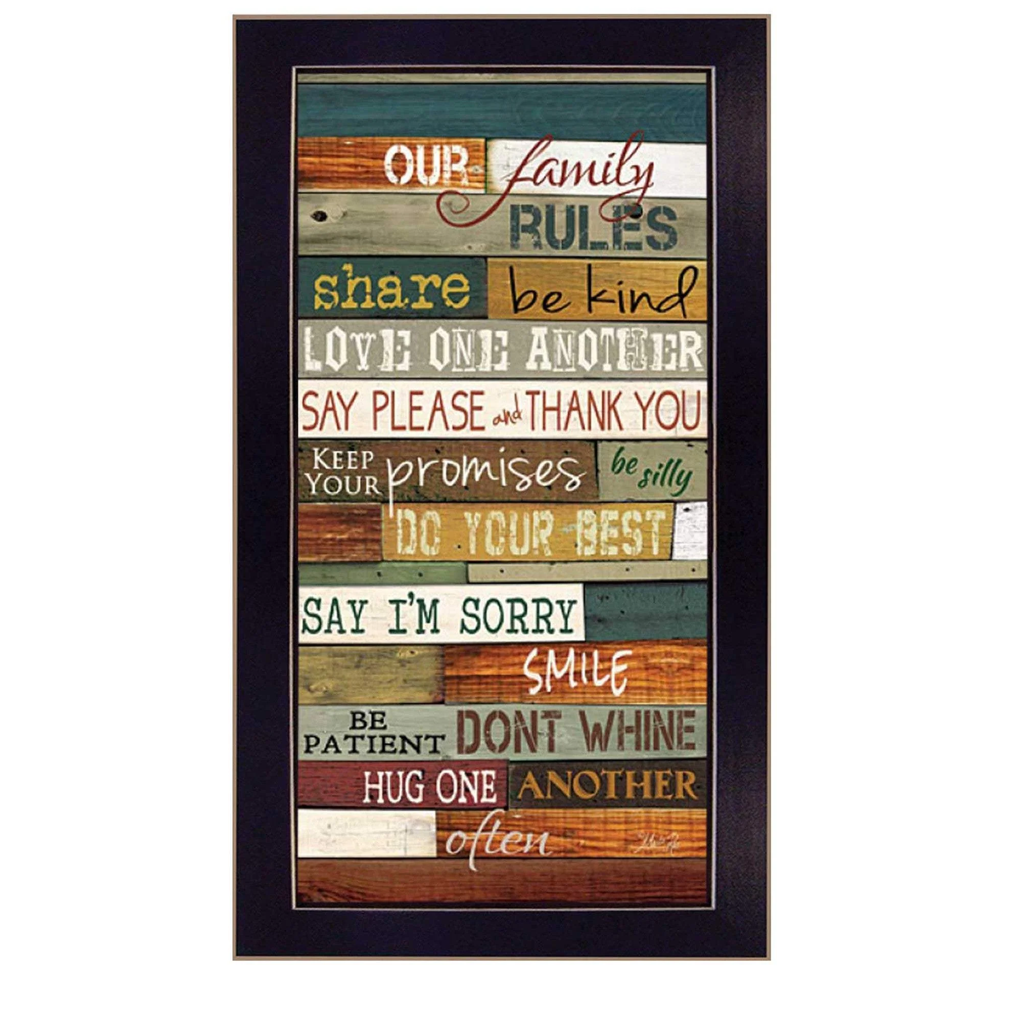 Our Family Rules Black Framed Print Wall Art - Image 2