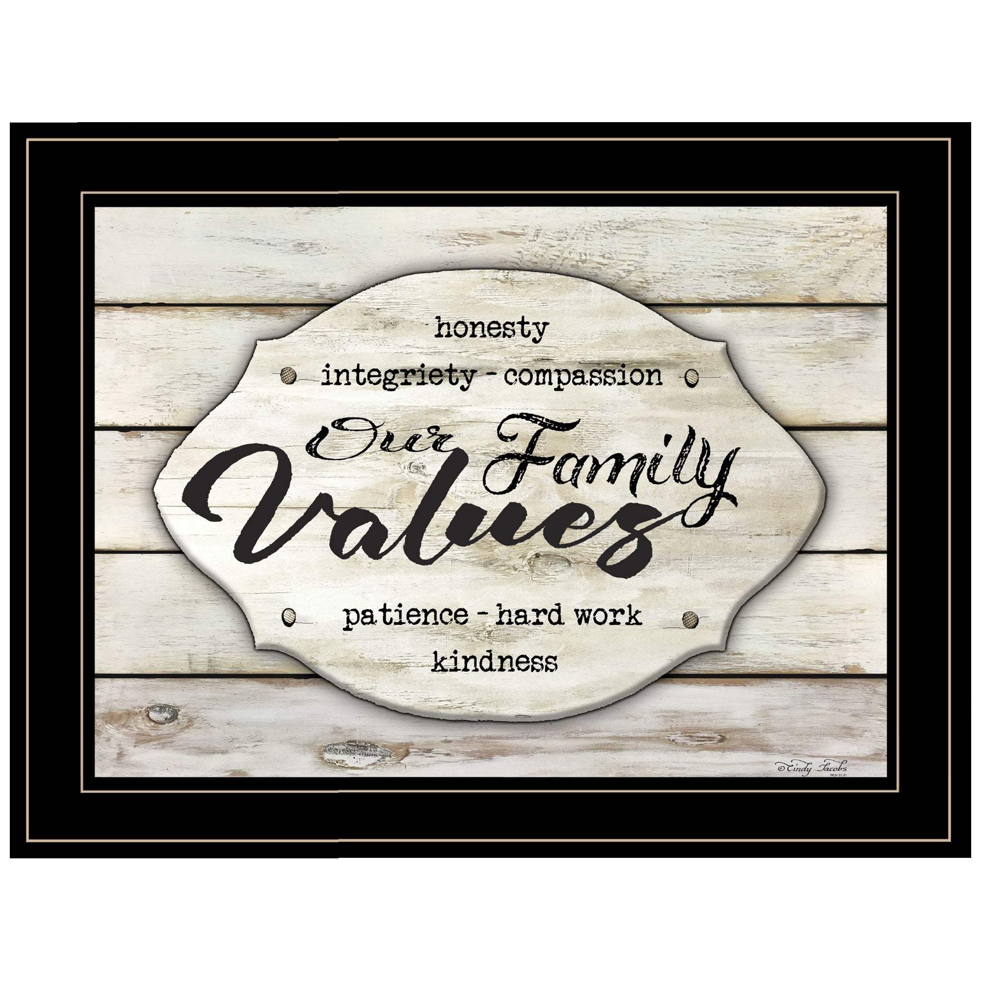 Our Family Values 3 Black Framed Print Wall Art - Image 2