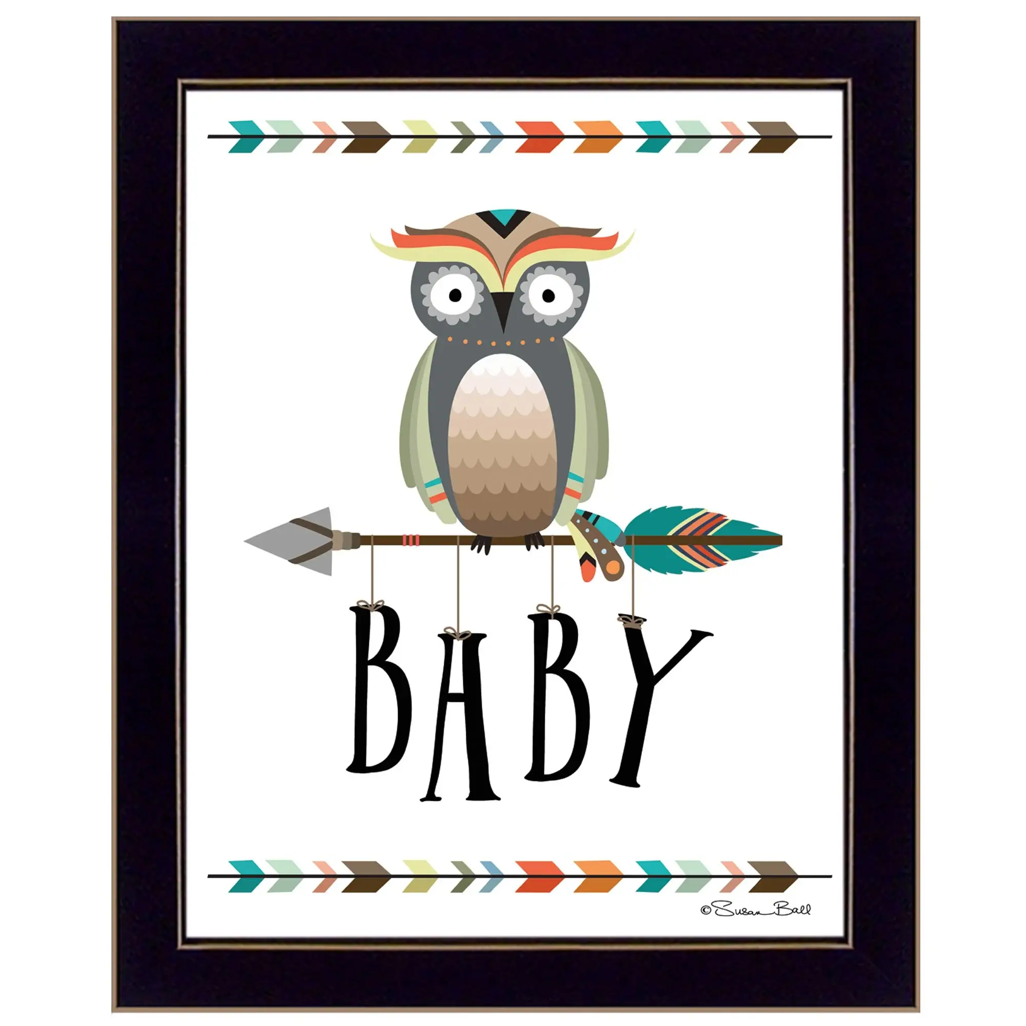 Owl Baby 1 Black Framed Print Wall Art - Image 2