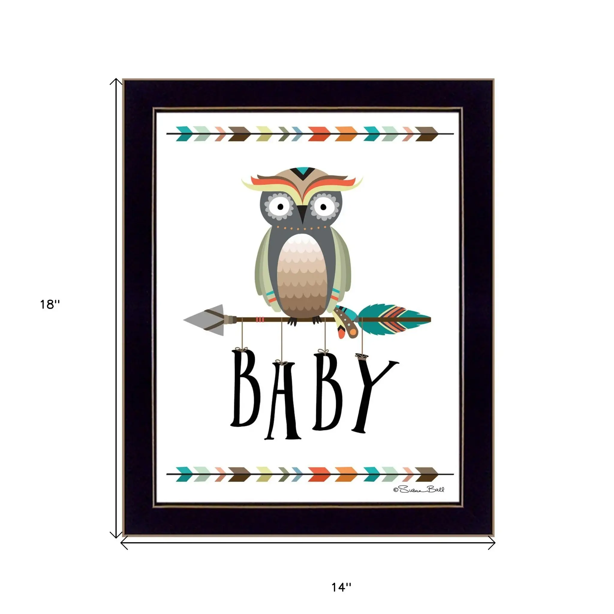Owl Baby 1 Black Framed Print Wall Art - Image 5