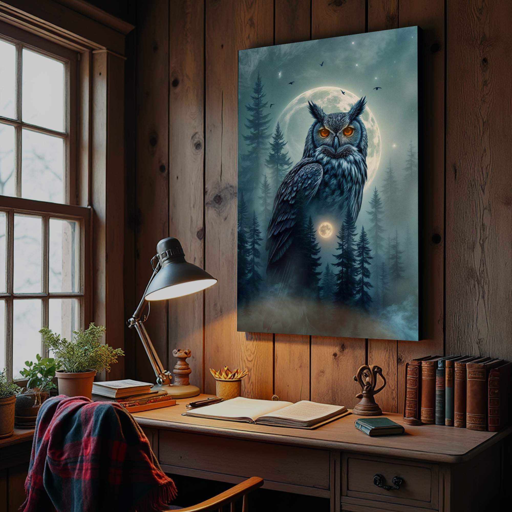 Owl Double Exposure Wall Art II - Image 2