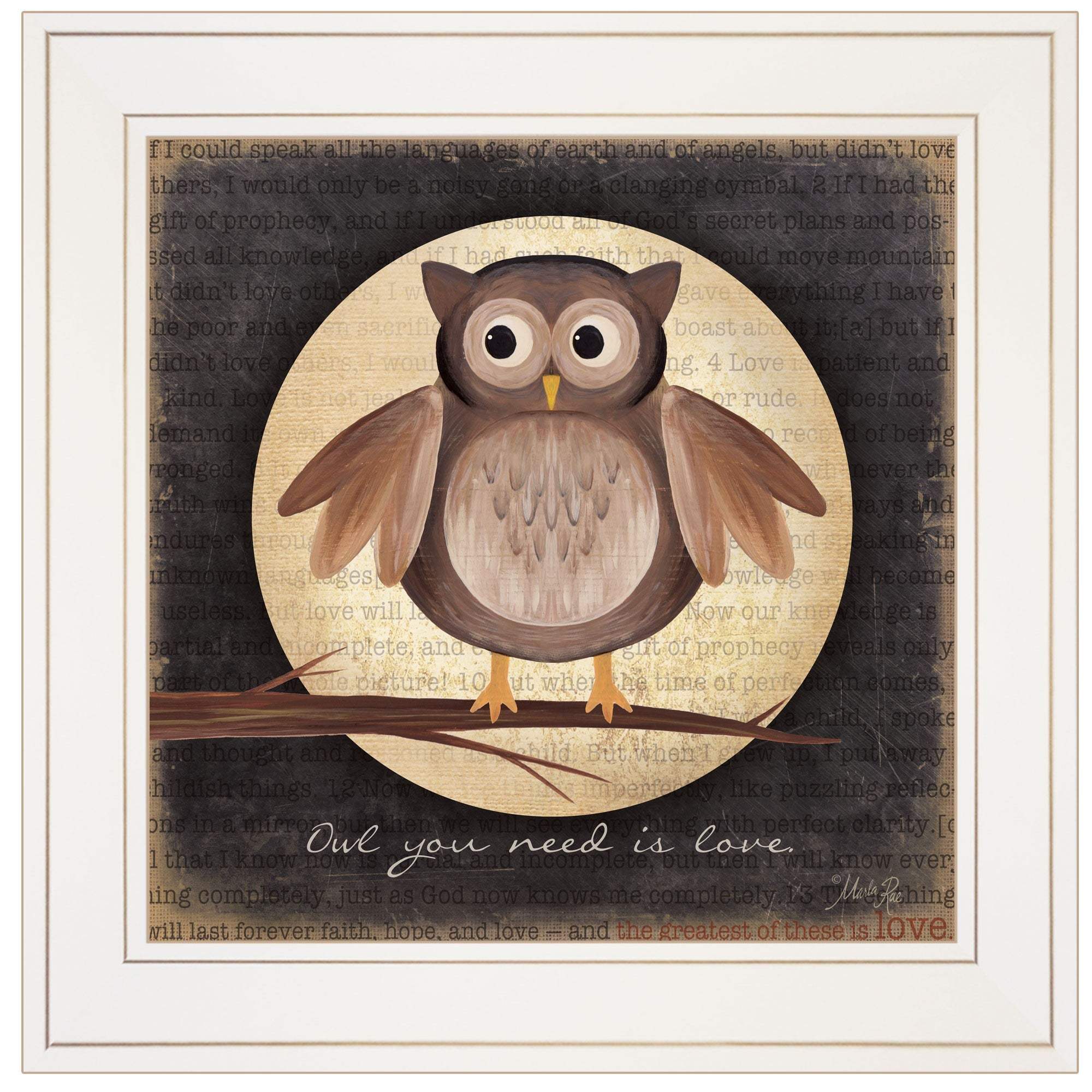 Owl You Need is Love 1 White Framed Print Wall Art - Image 2