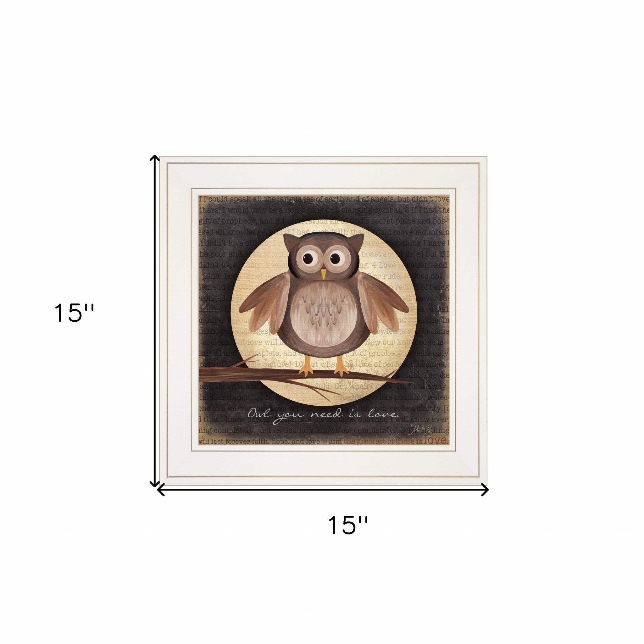Owl You Need is Love 1 White Framed Print Wall Art - Image 5