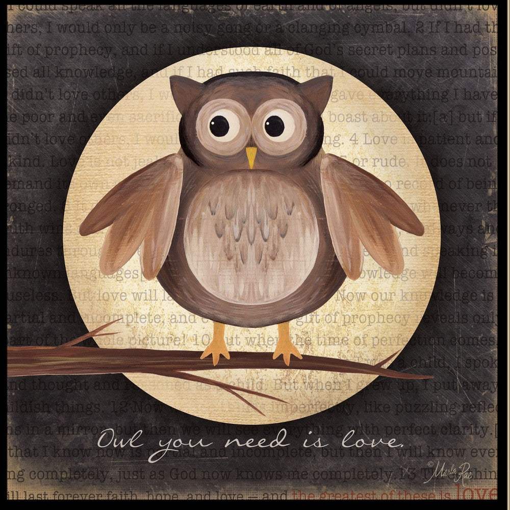 Owl You Need is Love 2 Black Framed Print Wall Art - Image 3
