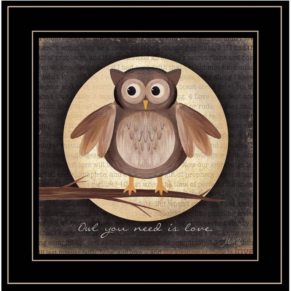 Owl You Need is Love 2 Black Framed Print Wall Art - Image 4