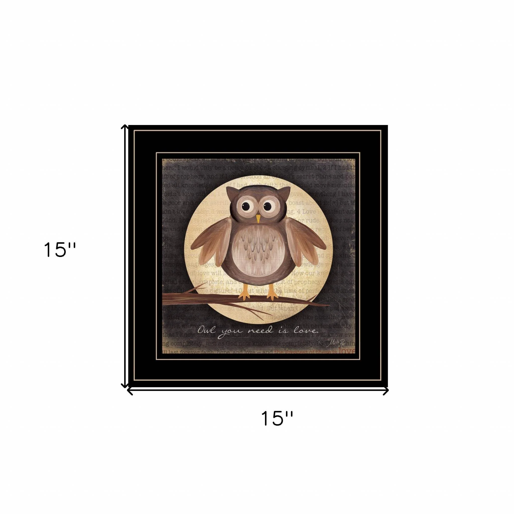 Owl You Need is Love 2 Black Framed Print Wall Art - Image 5
