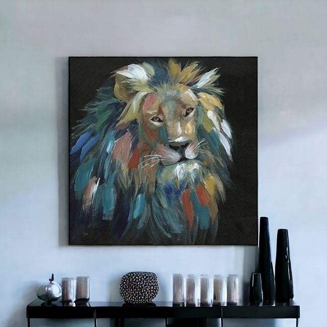 Painted Lion Portrait Unframed Print Wall Art - Image 2