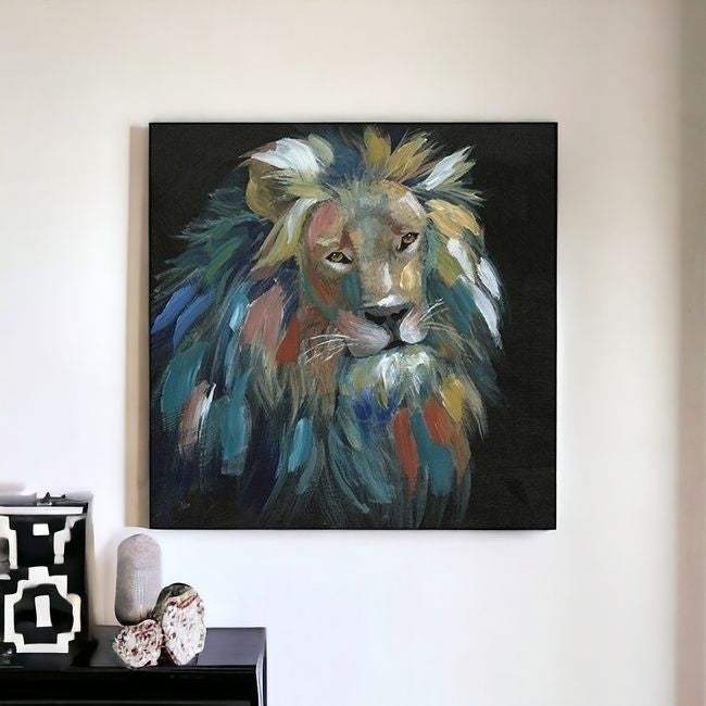 Painted Lion Portrait Unframed Print Wall Art - Image 3