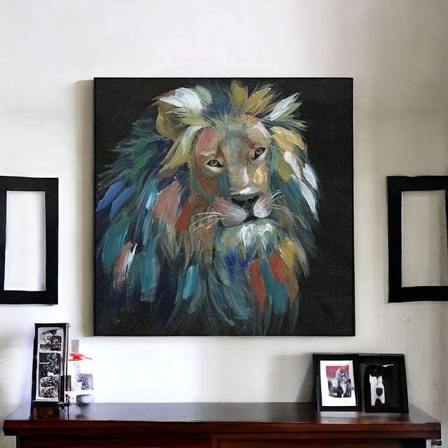 Painted Lion Portrait Unframed Print Wall Art - Image 4