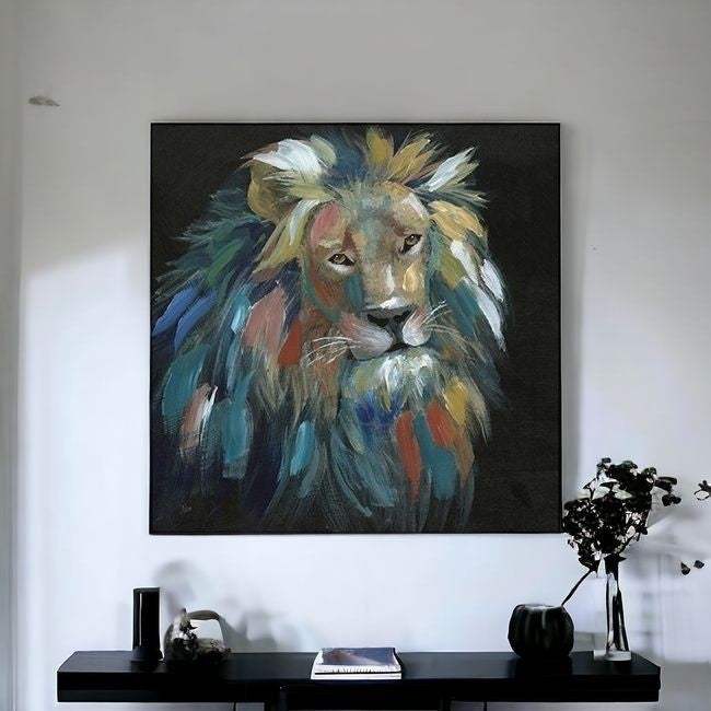 Painted Lion Portrait Unframed Print Wall Art - Image 2