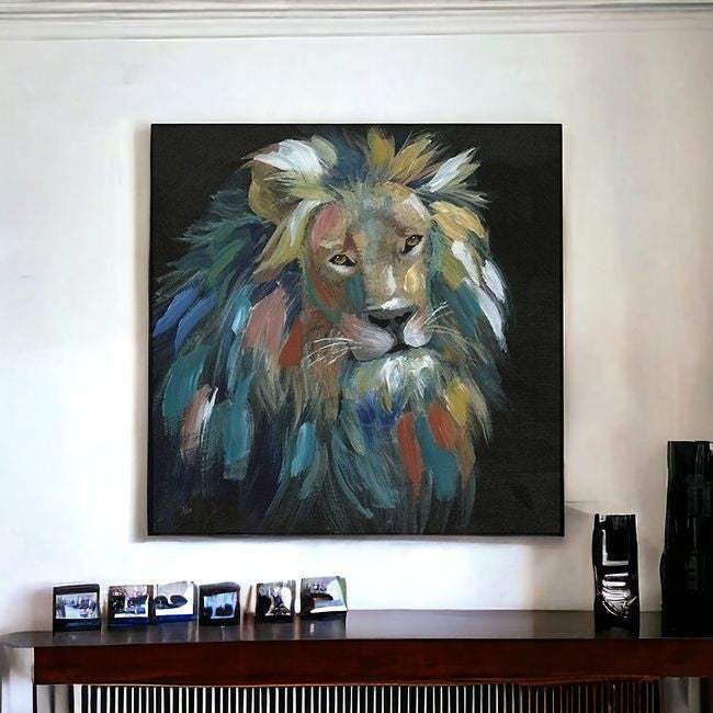 Painted Lion Portrait Unframed Print Wall Art - Image 4
