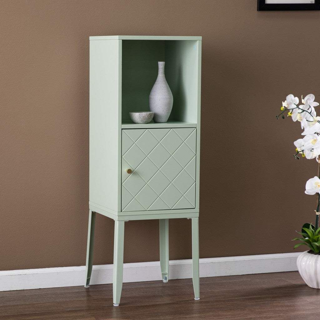 Pale Green Crosshatch Accent Storage Cabinet - Image 6